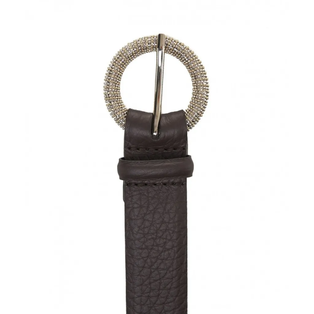 Cintura in pelle martellata marrone scuro