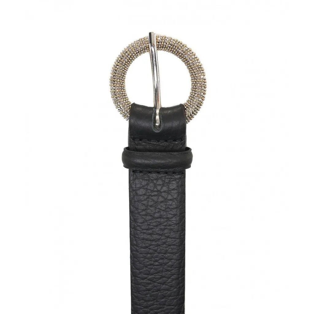 Cintura in pelle martellata nero