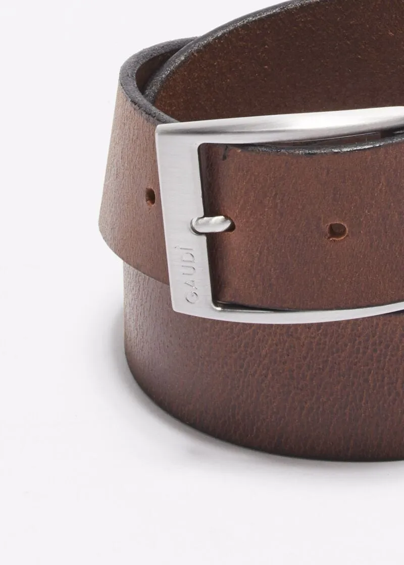 Cintura in vera pelle marrone