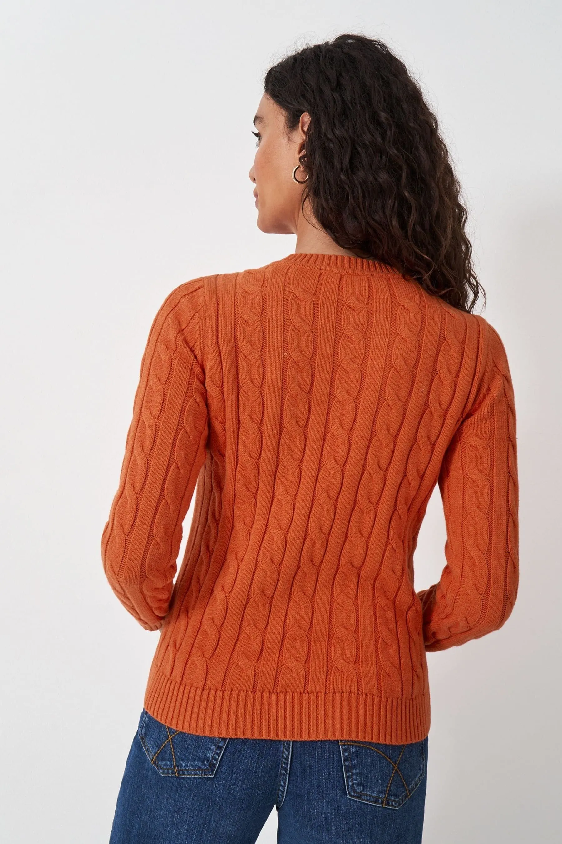 Crew Clothing Company Rosa Girocollo Maglione a trecce grosse    