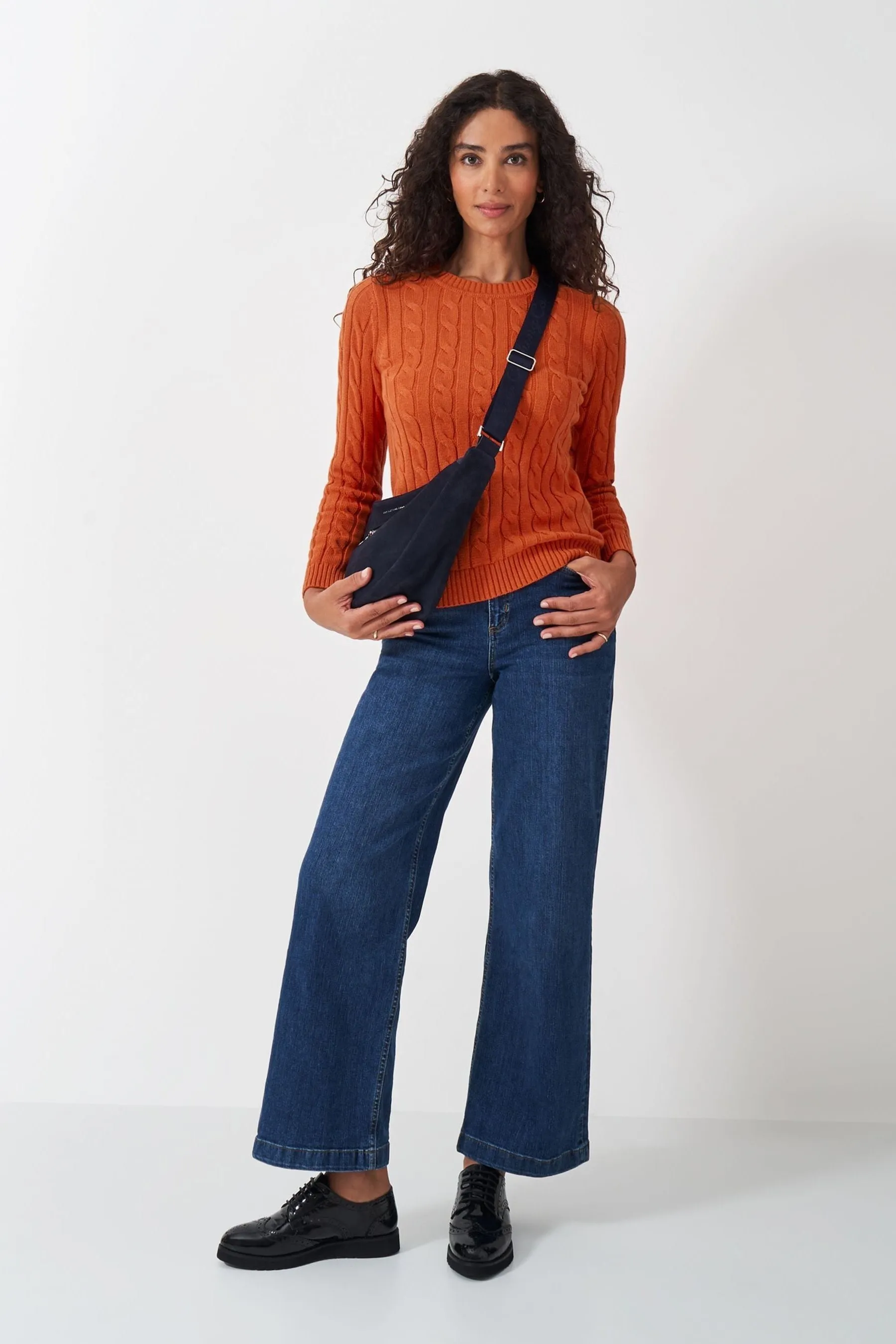 Crew Clothing Company Rosa Girocollo Maglione a trecce grosse    