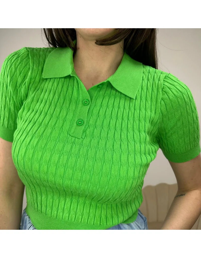 CROP PULL TRECCE VERDE SCURO