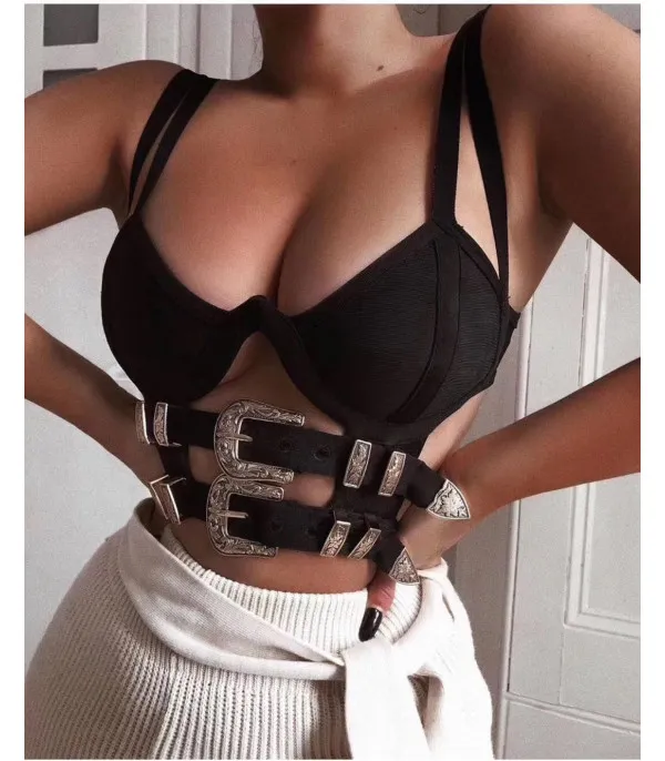Crop top double belt