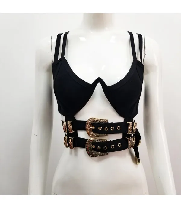 Crop top double belt
