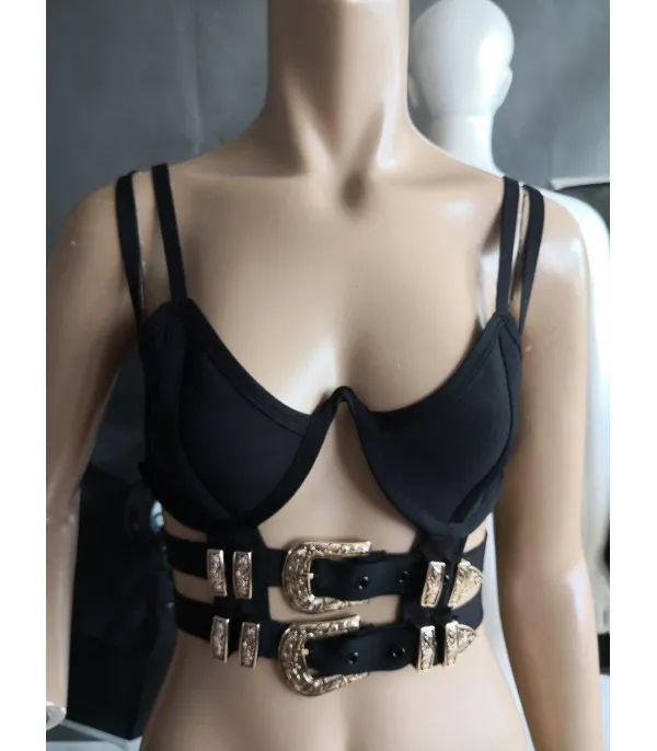 Crop top double belt