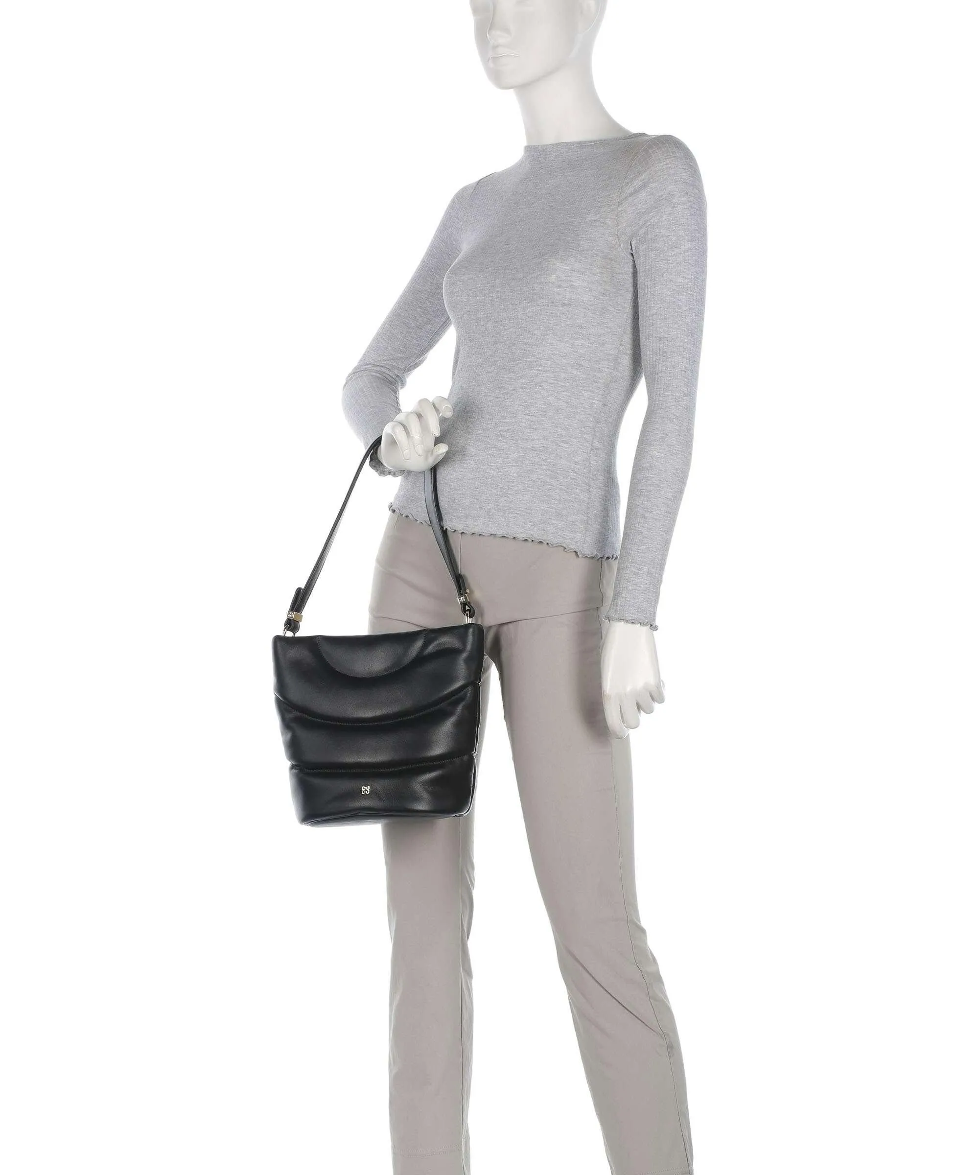  DuDu Bags Barbara M. Borsa a secchiello pelle a grana fine nero  