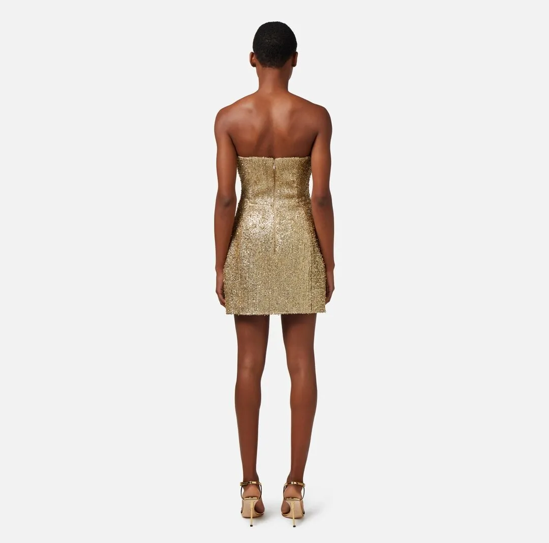 ELISABETTA FRANCHI Miniabito in tweed lurex con fiocco