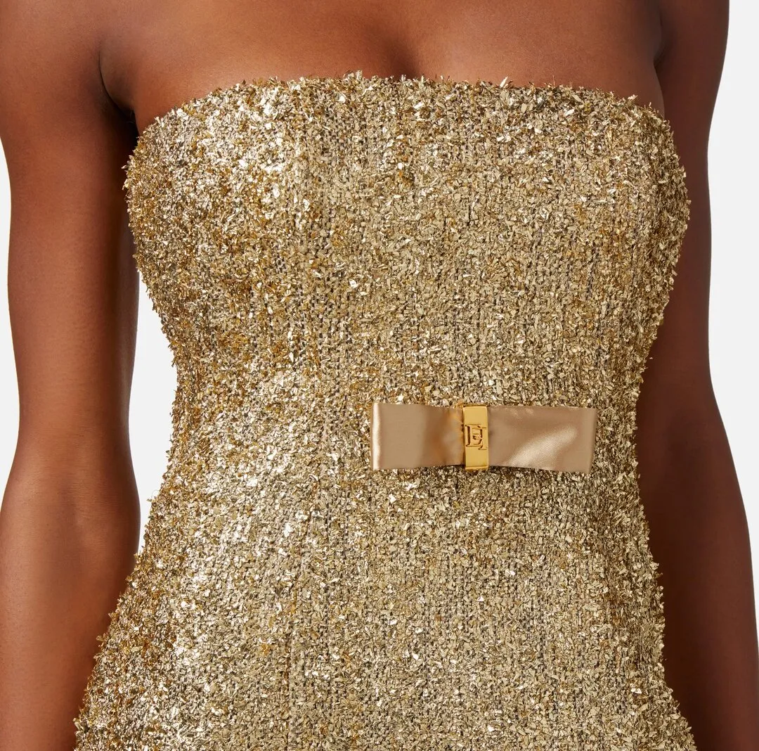 ELISABETTA FRANCHI Miniabito in tweed lurex con fiocco
