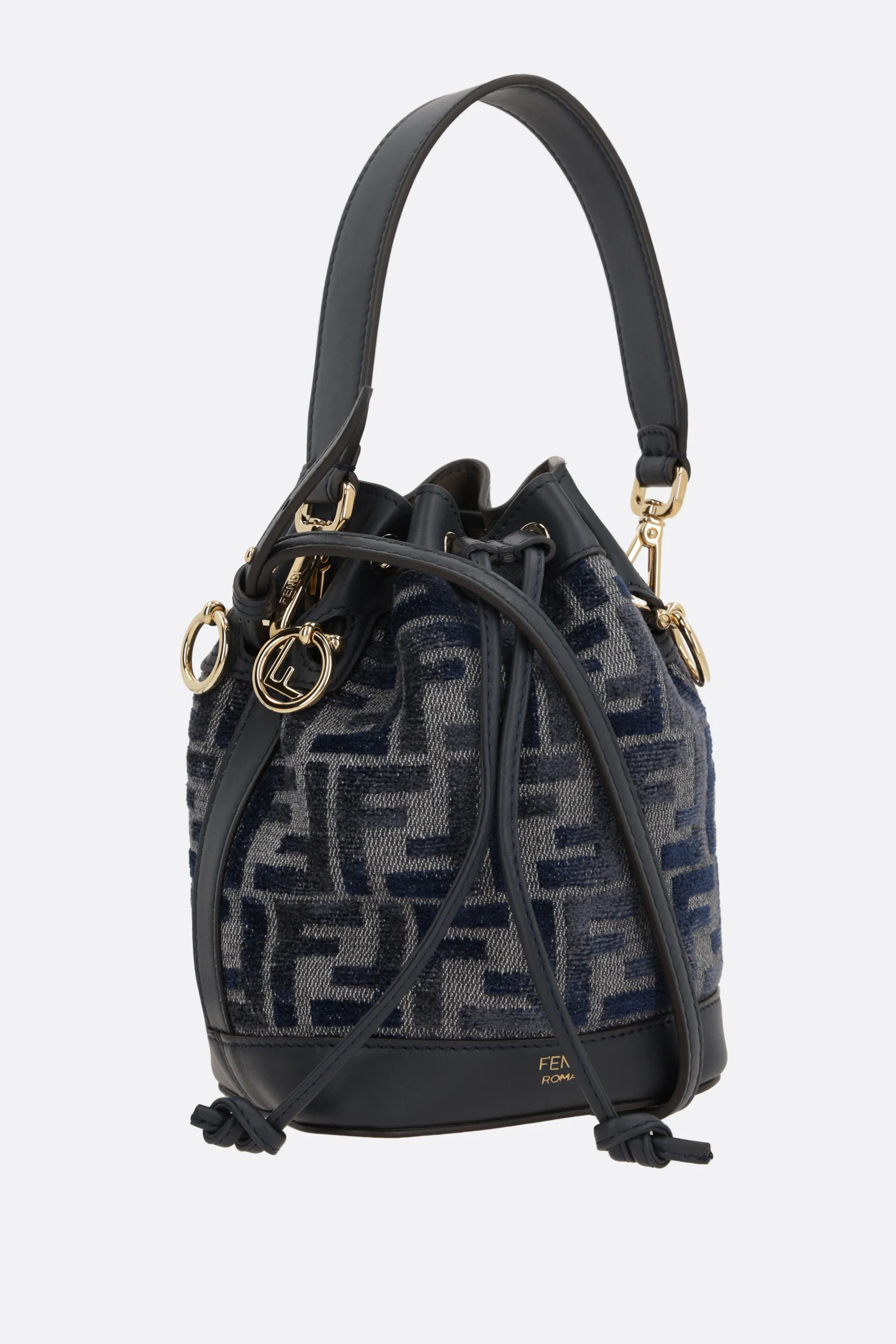  FENDI borsa a secchiello Mon Tresor mini in denim FF 
