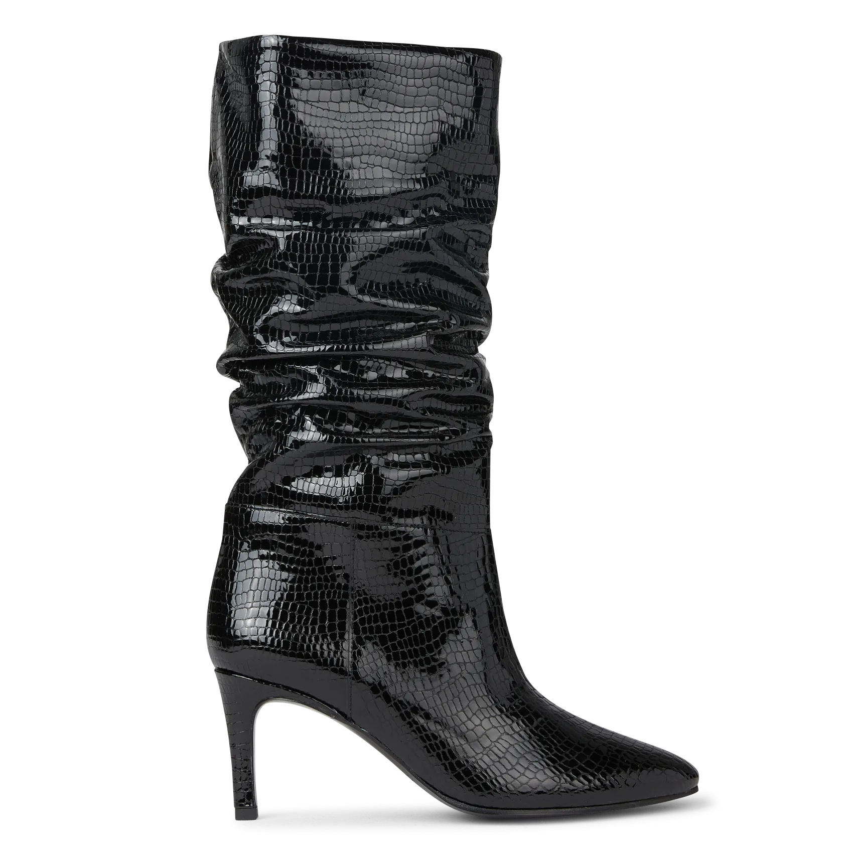  FREE LANCE   CELESTE 65 - Stivale con tacco in pelle di serpente lucida | Nero