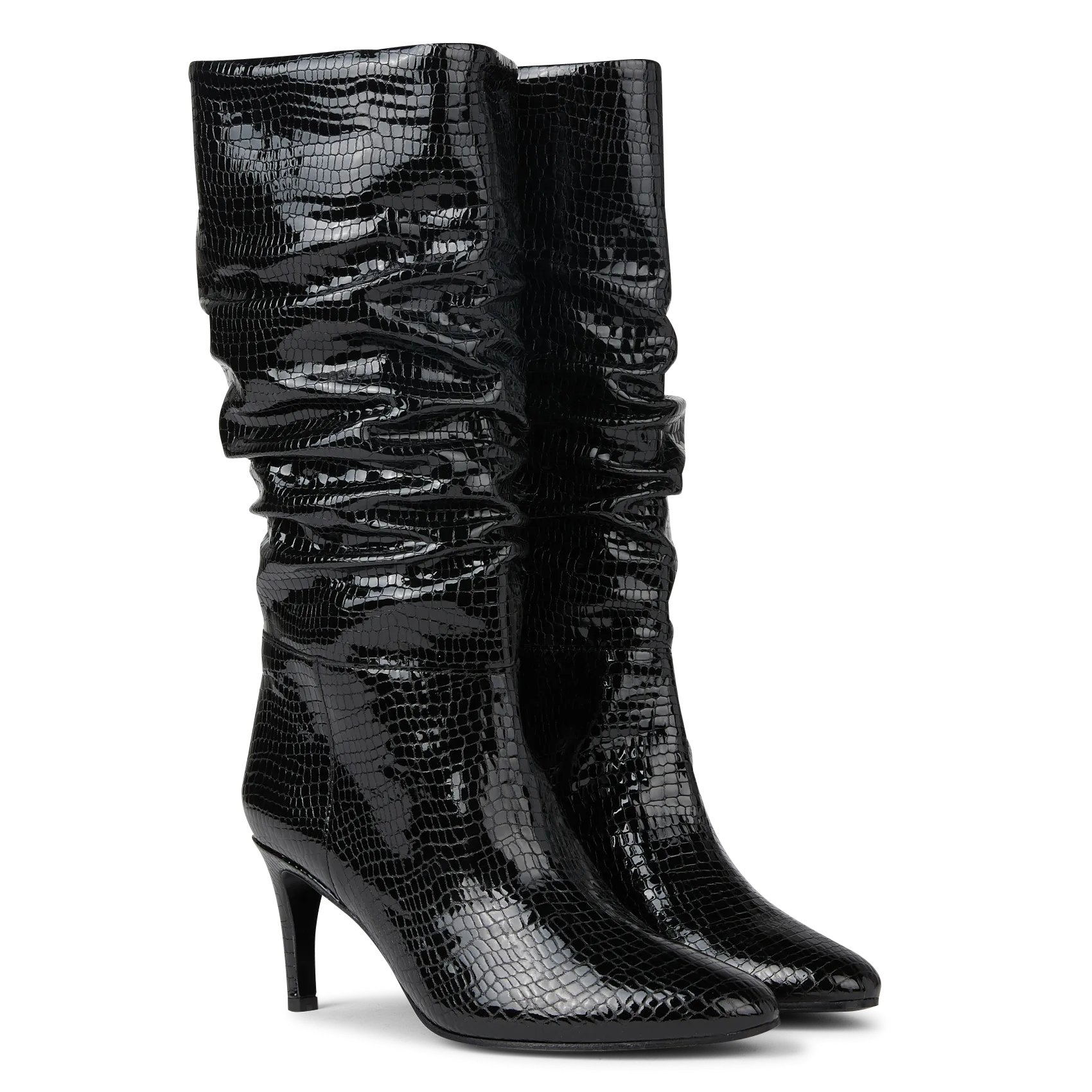  FREE LANCE   CELESTE 65 - Stivale con tacco in pelle di serpente lucida | Nero