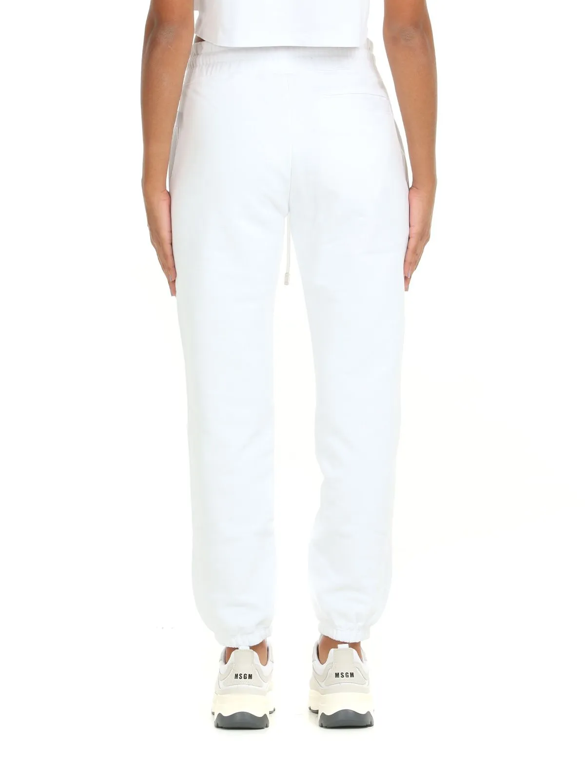 GCDS   PANTALONE TUTA IN COTONE BIANCO