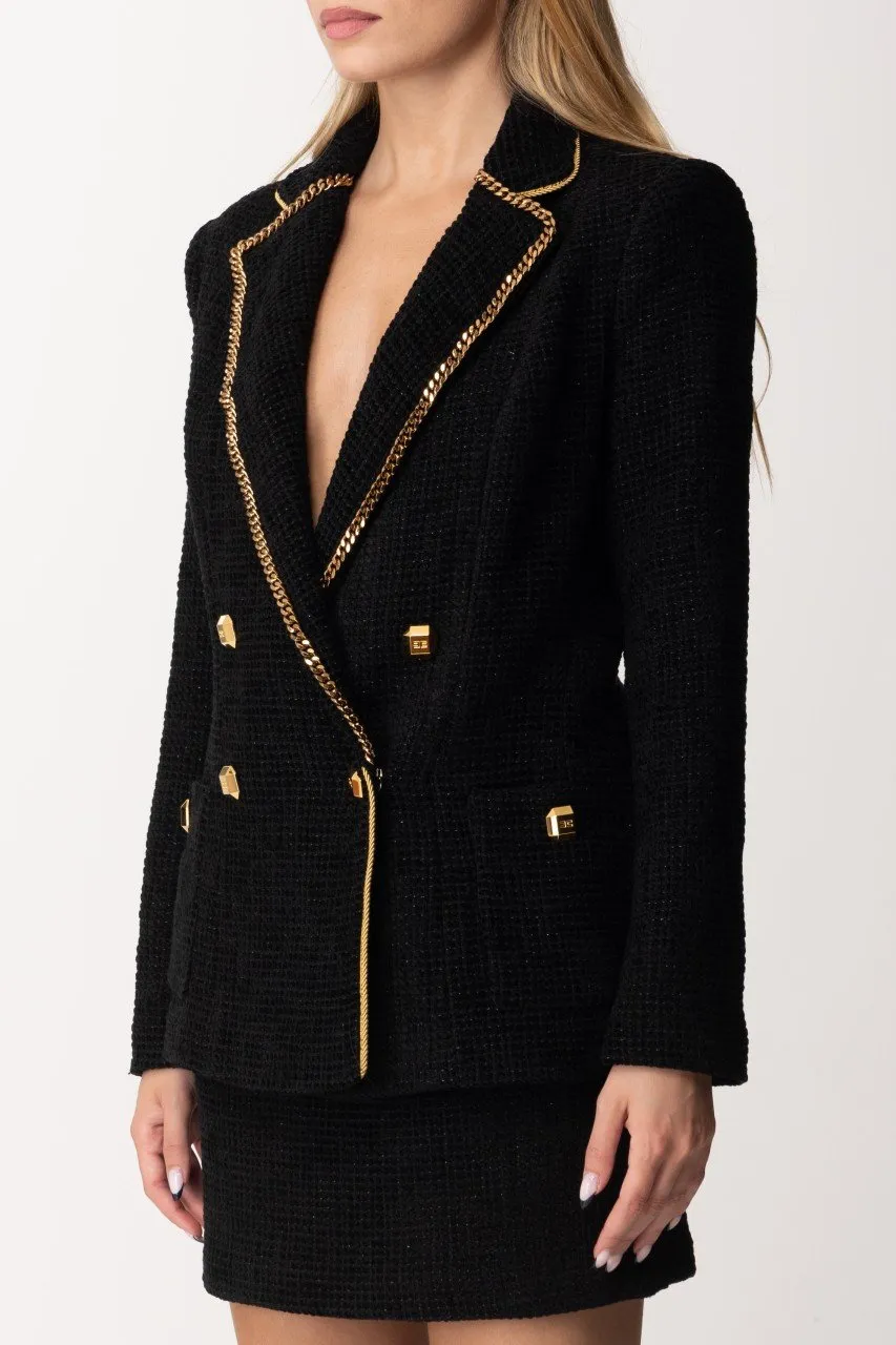 Giacca doppiopetto in tweed Nero