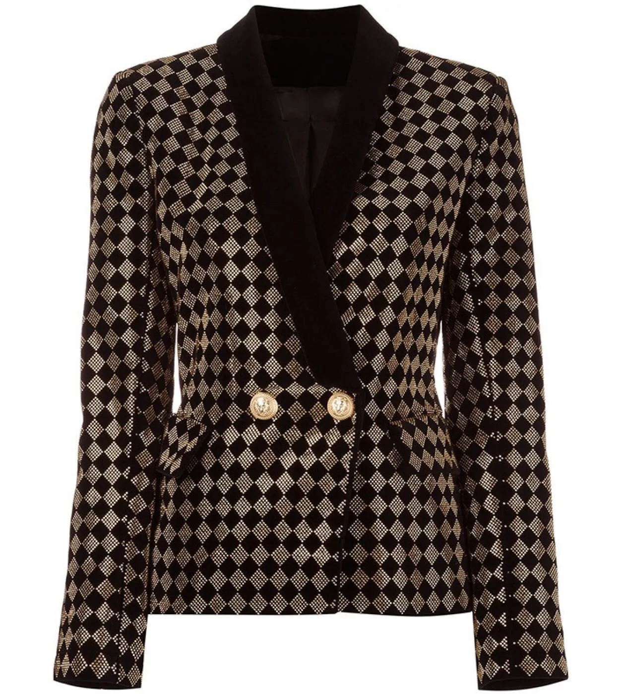 Giacca in velluto Blazer con diamante 2022 Nuovo design geometrico Hot Diamond collo a scialle in velluto Giacche da abito Cappo