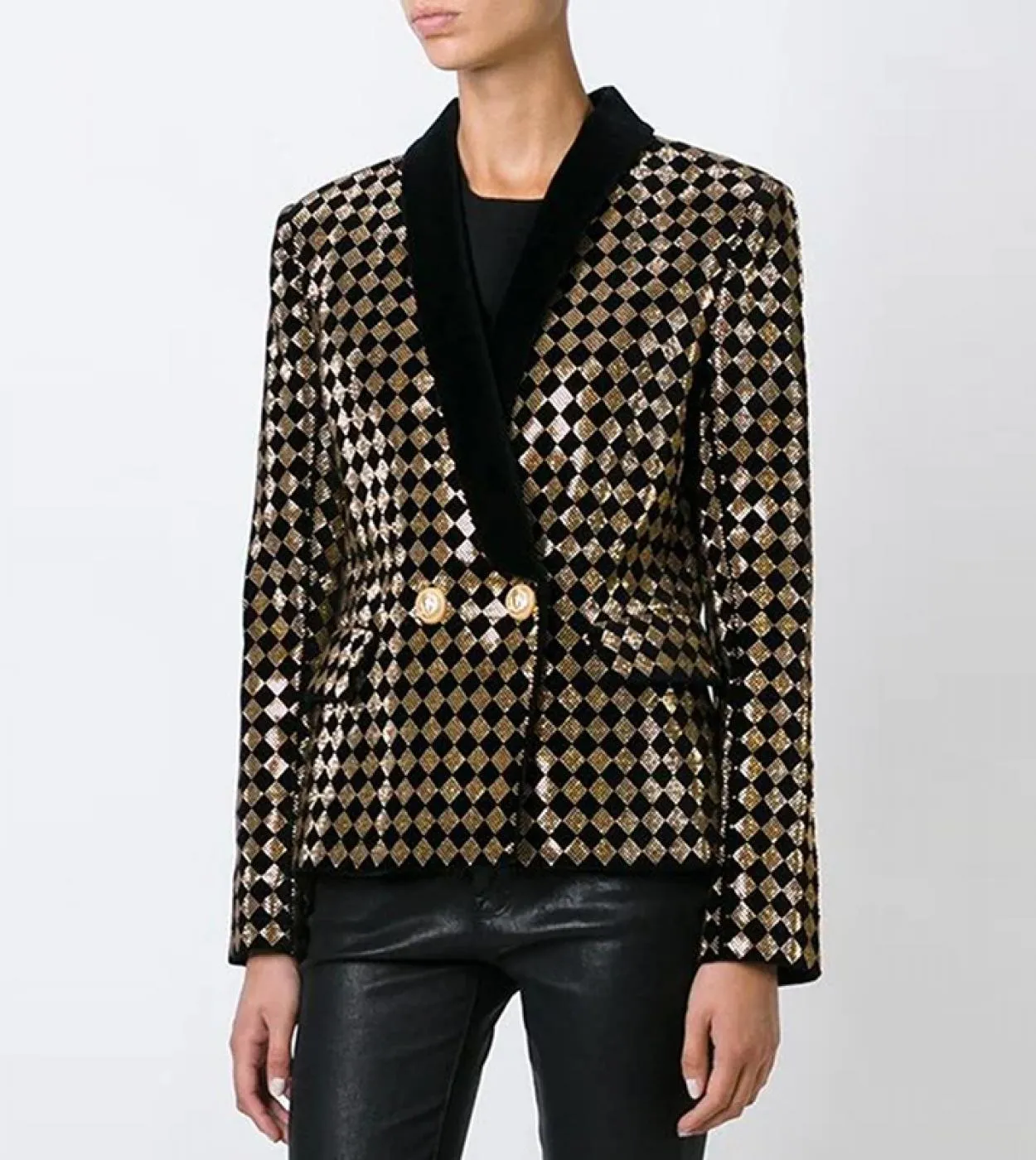 Giacca in velluto Blazer con diamante 2022 Nuovo design geometrico Hot Diamond collo a scialle in velluto Giacche da abito Cappo