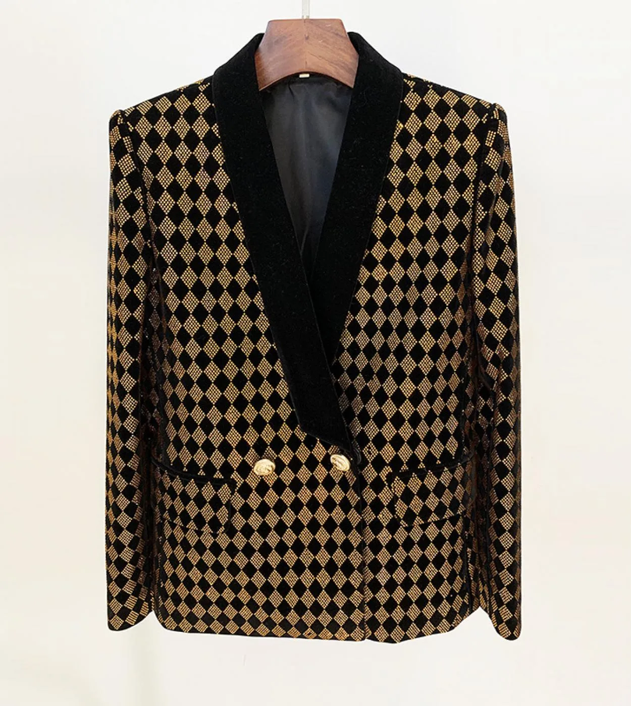 Giacca in velluto Blazer con diamante 2022 Nuovo design geometrico Hot Diamond collo a scialle in velluto Giacche da abito Cappo