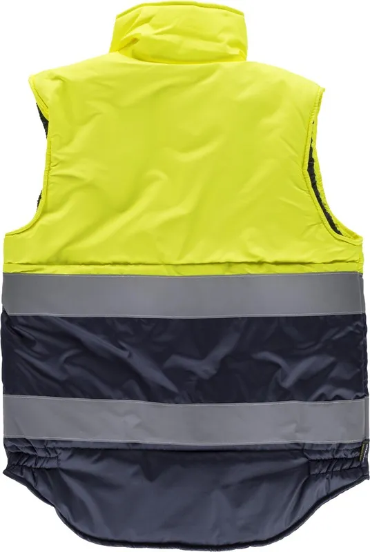 Gilet imbottito bicolore con 2 nastri riflettenti Giallo AV Navy