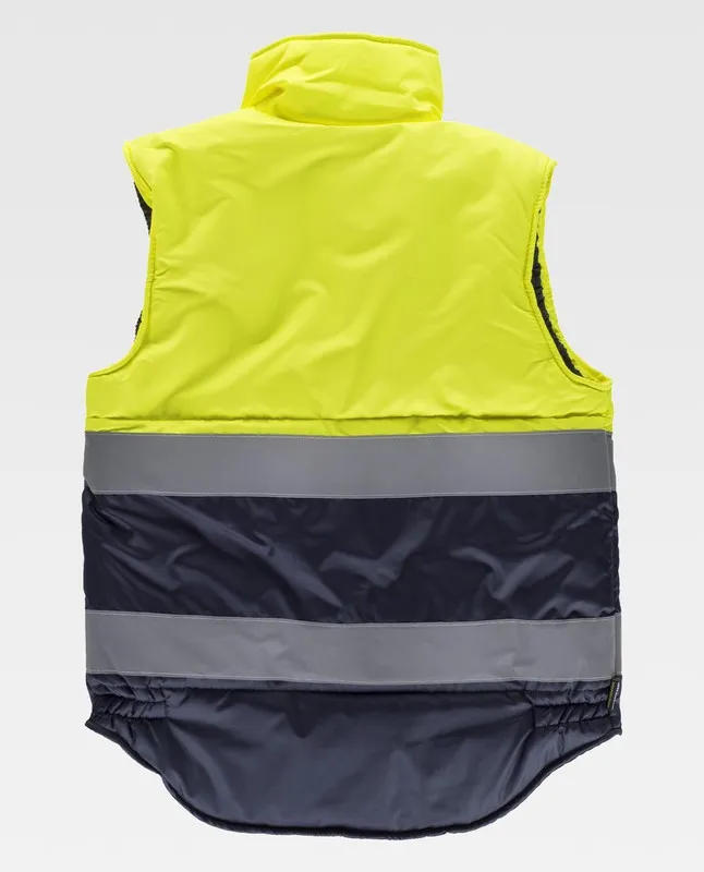 Gilet imbottito bicolore con 2 nastri riflettenti Giallo AV Navy