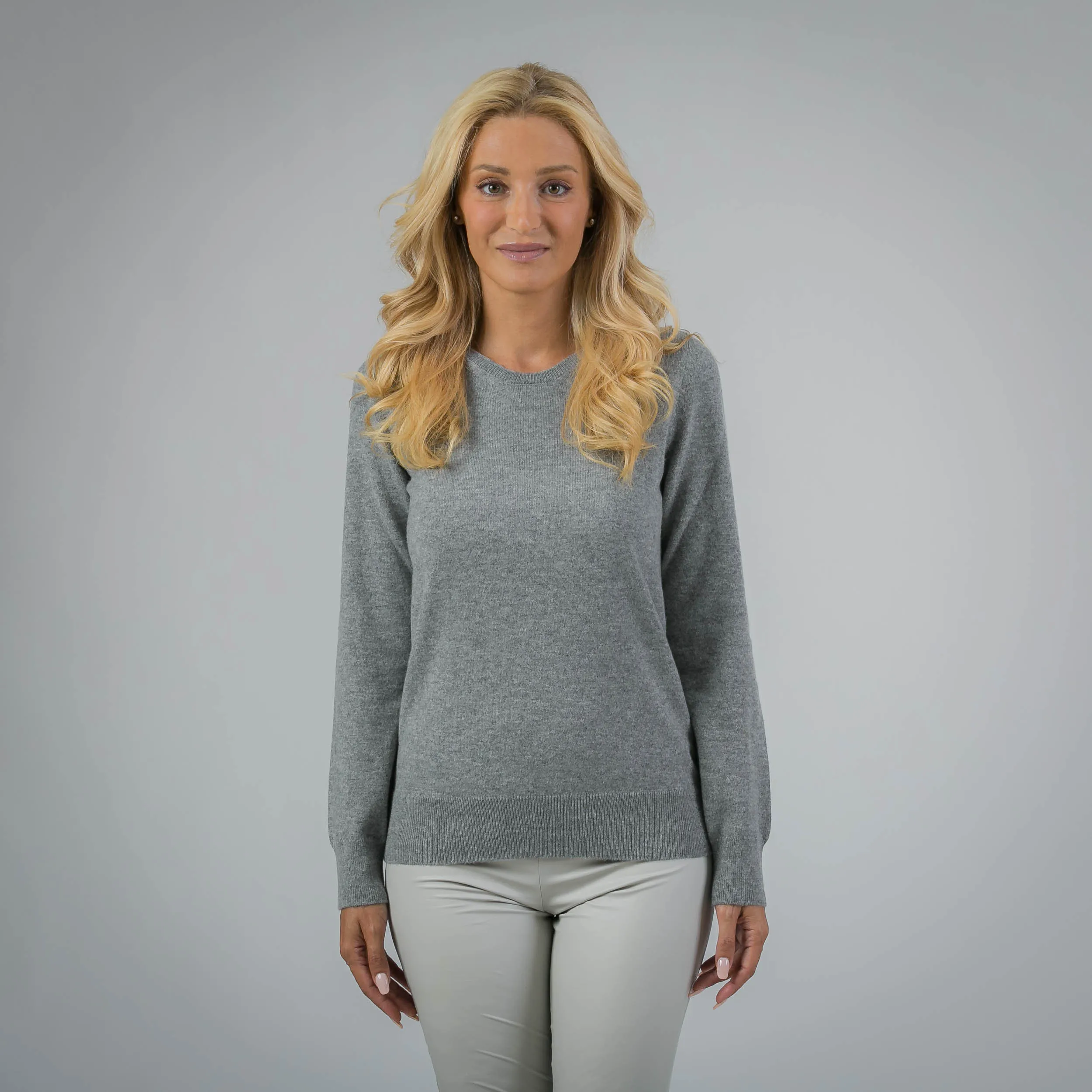 Girocollo In Puro Cashmere Ardesia Chiaro