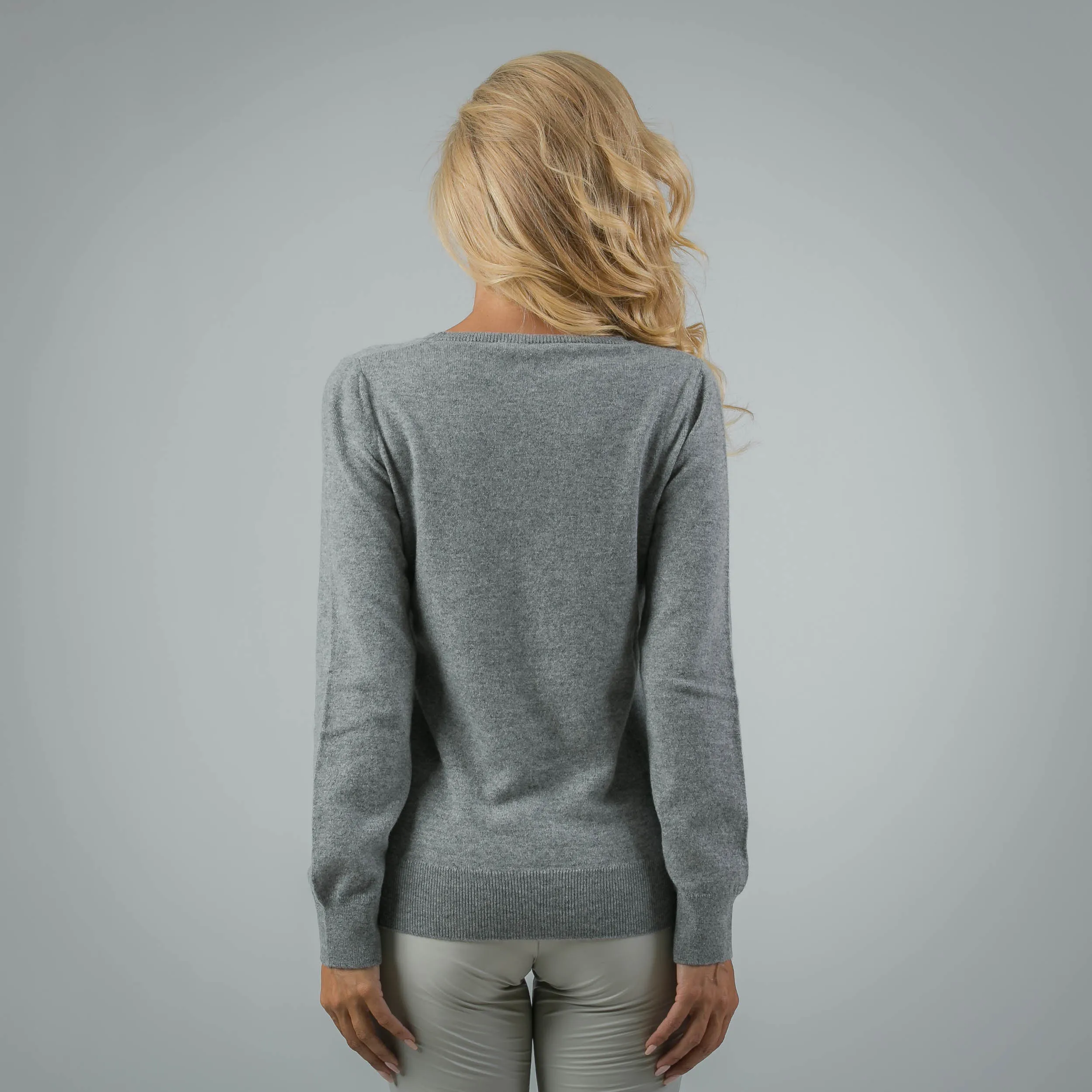 Girocollo In Puro Cashmere Ardesia Chiaro