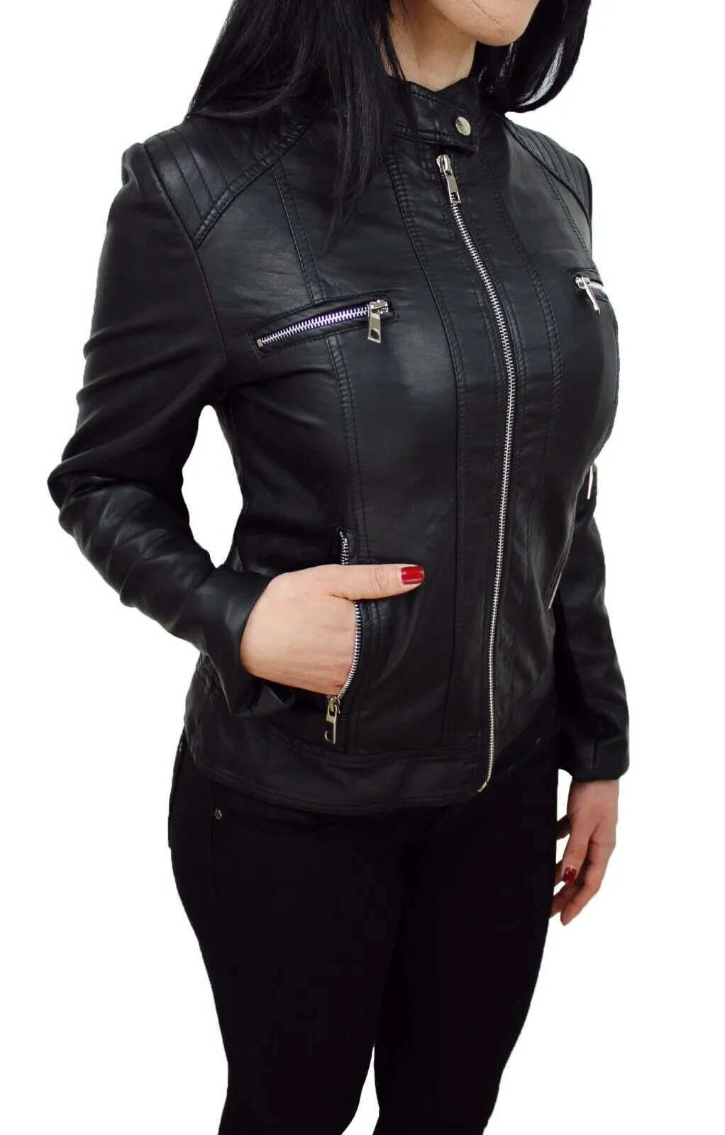 giubbotto ecopelle donna