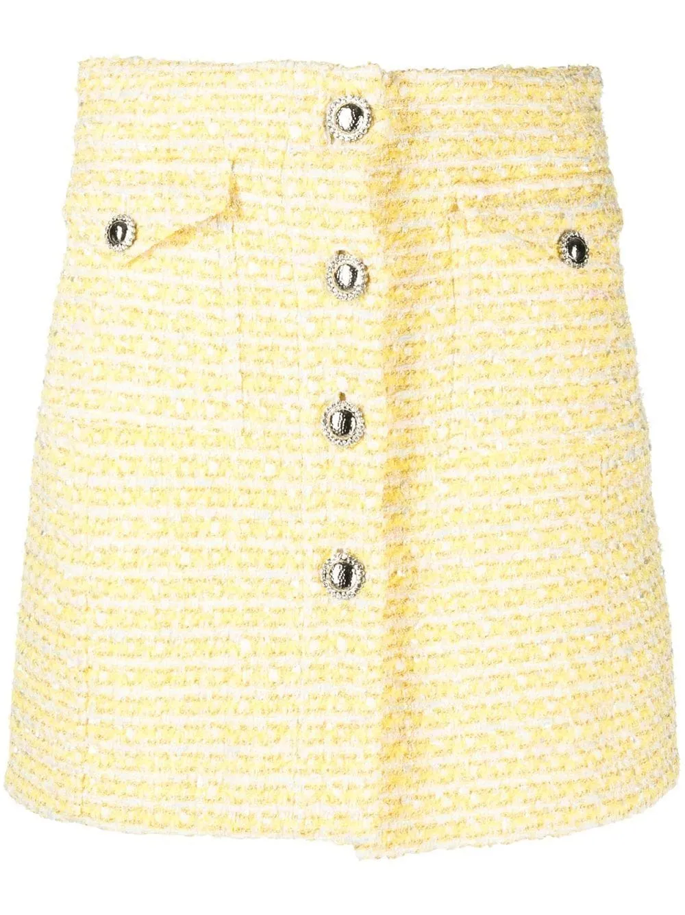 Gonna in tweed con bottoni in giallo - donna