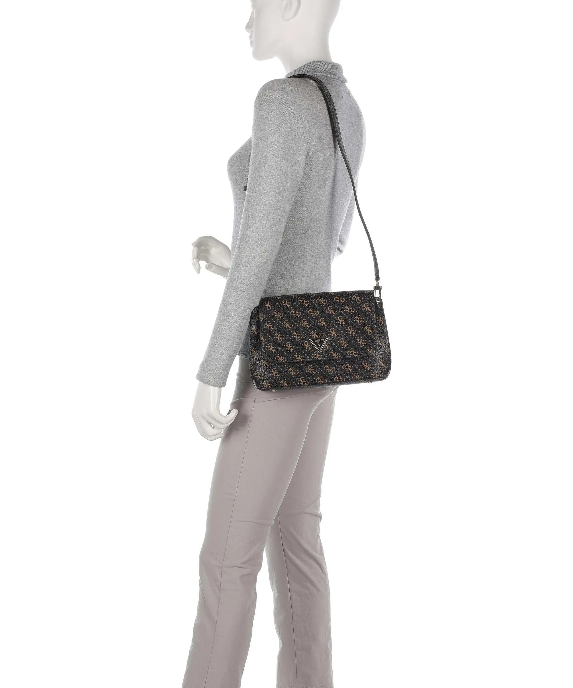  Guess Meridian Borsa a tracolla pelle sintetica marrone scuro  