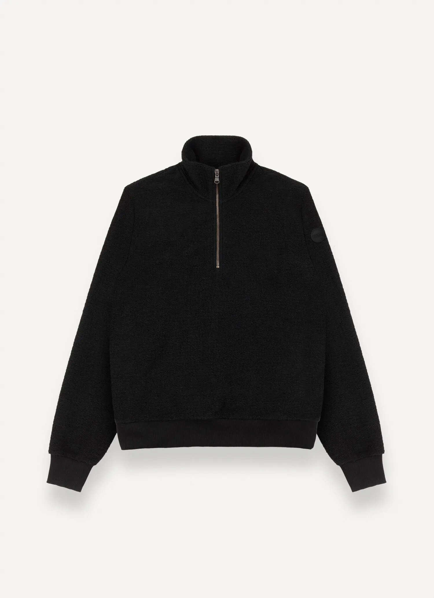 Half-zip wool sweatshirt with knit effect