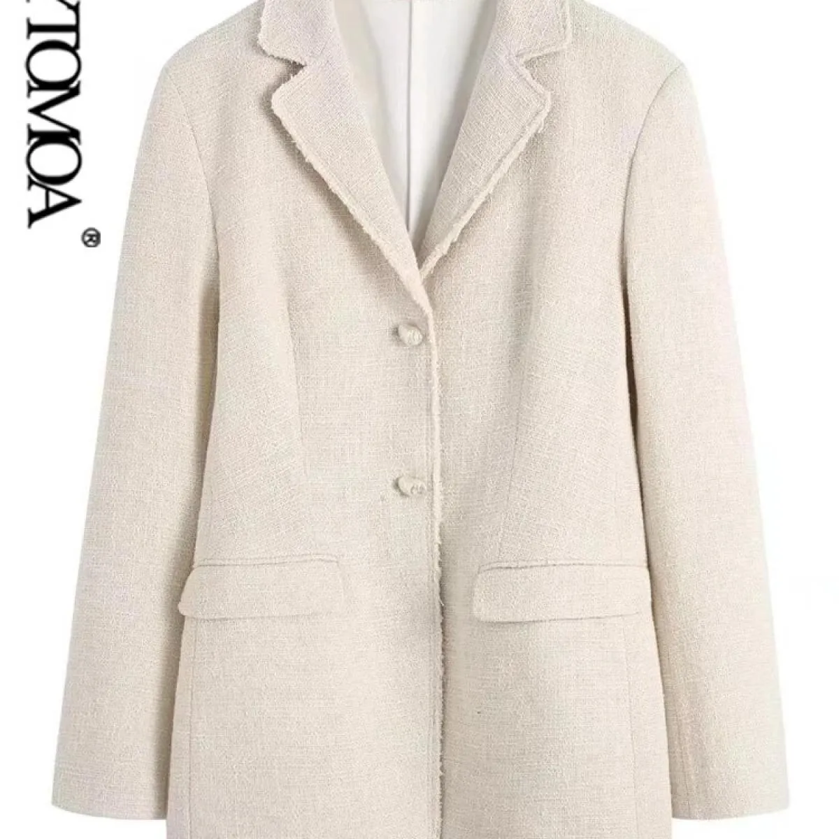 Kpytomoa Moda Donna Con Tasche Giacca in Tweed Cappotto Vintage Manica lunga Abbottonatura Capispalla femminile Chic Veste Femme