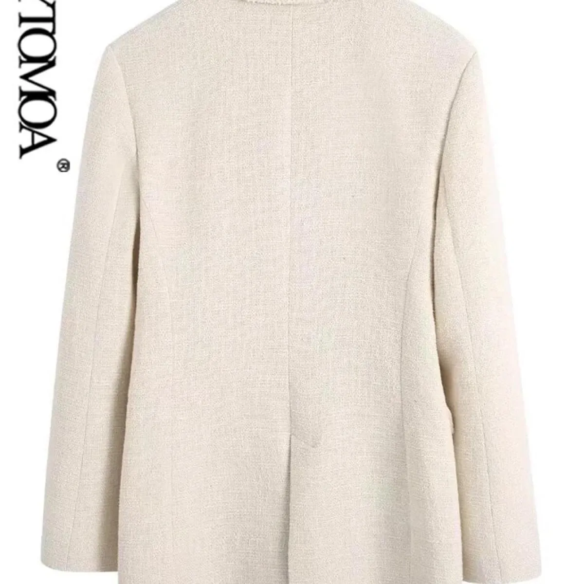 Kpytomoa Moda Donna Con Tasche Giacca in Tweed Cappotto Vintage Manica lunga Abbottonatura Capispalla femminile Chic Veste Femme