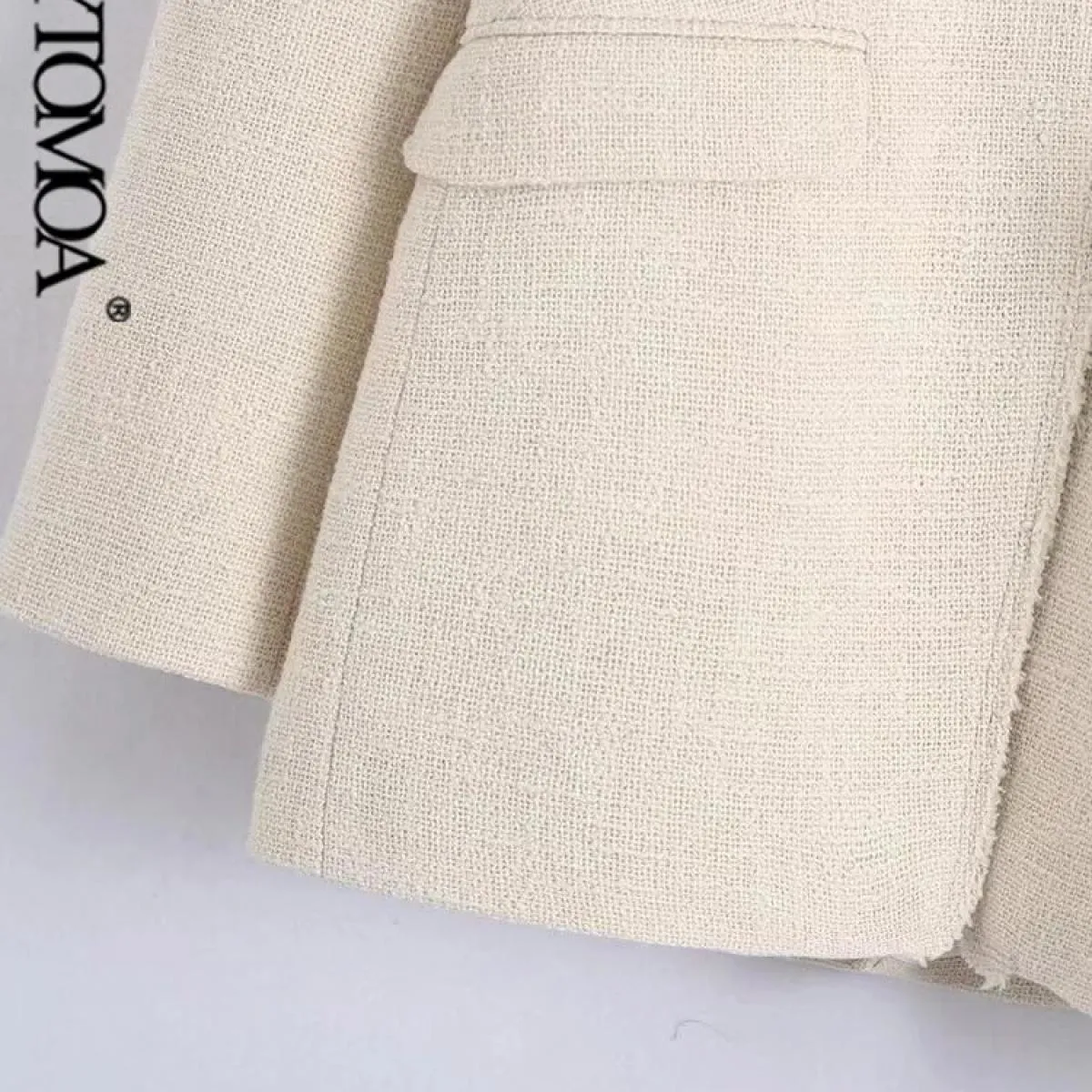 Kpytomoa Moda Donna Con Tasche Giacca in Tweed Cappotto Vintage Manica lunga Abbottonatura Capispalla femminile Chic Veste Femme