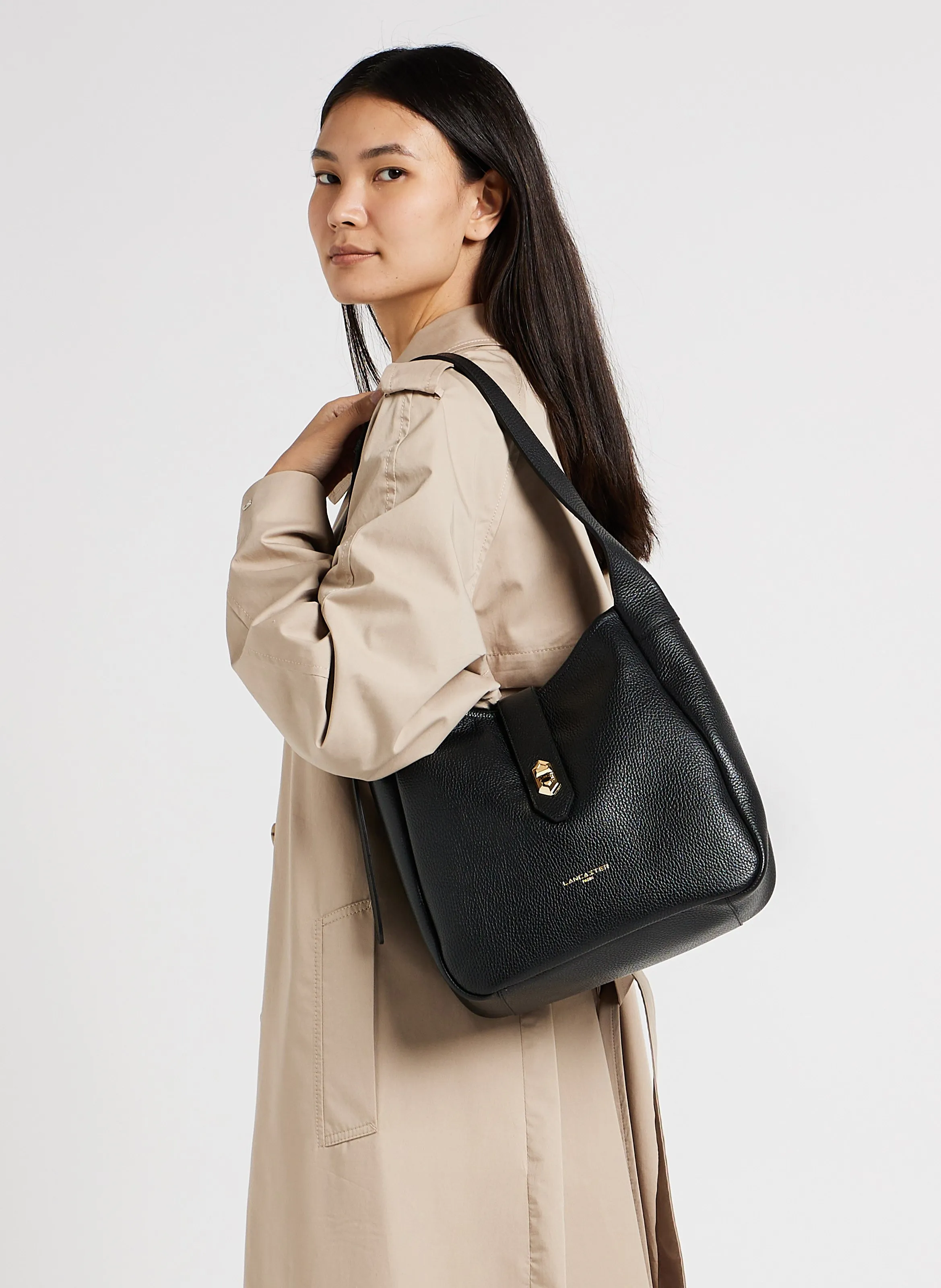  LANCASTER PARIS   TOP DOUBLE - Borsa a secchiello in pelle grana | Nero