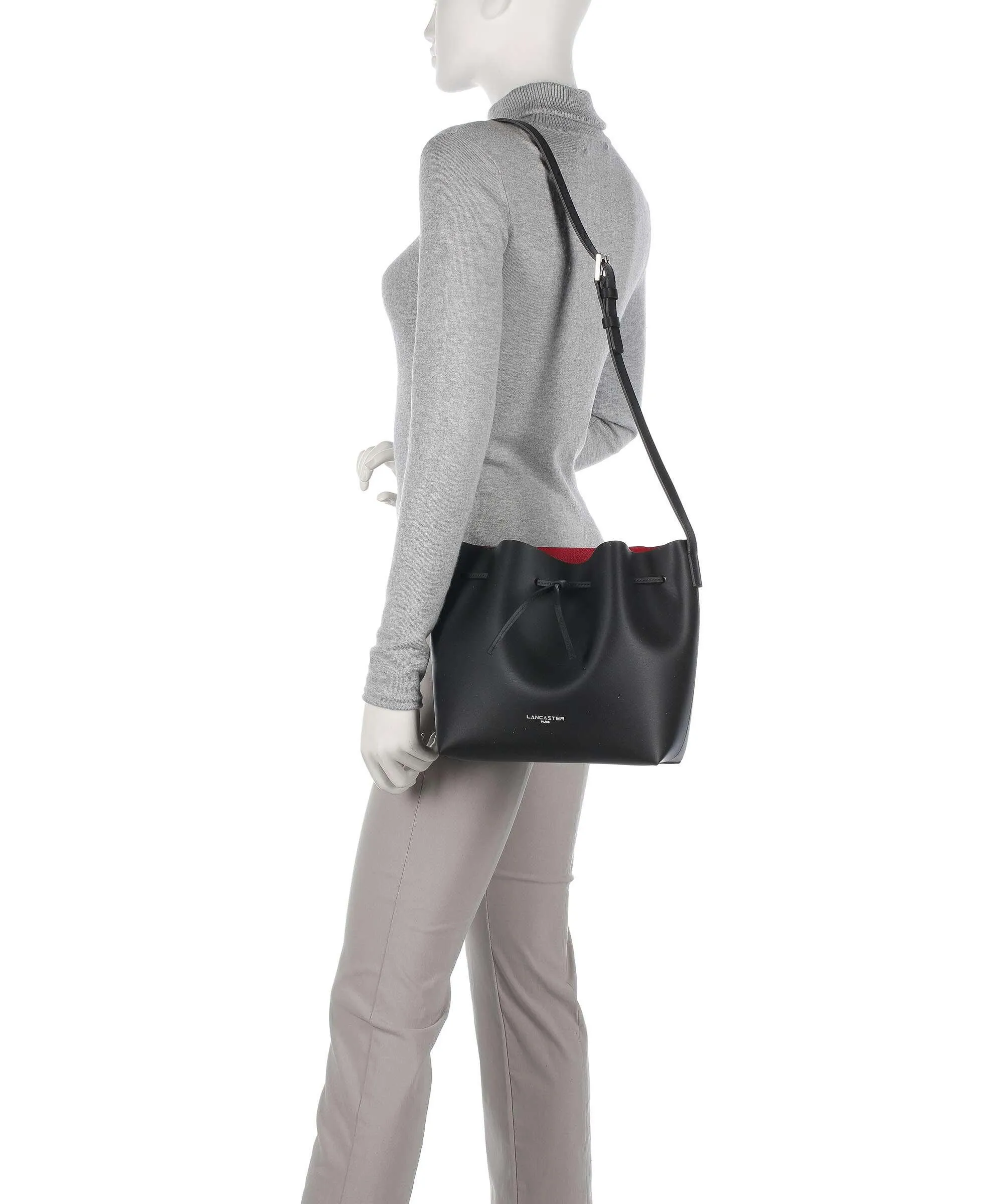  Lancaster Pur & Element City Americanino Borsa a secchiello pelle di vacchetta finemente grana nero  