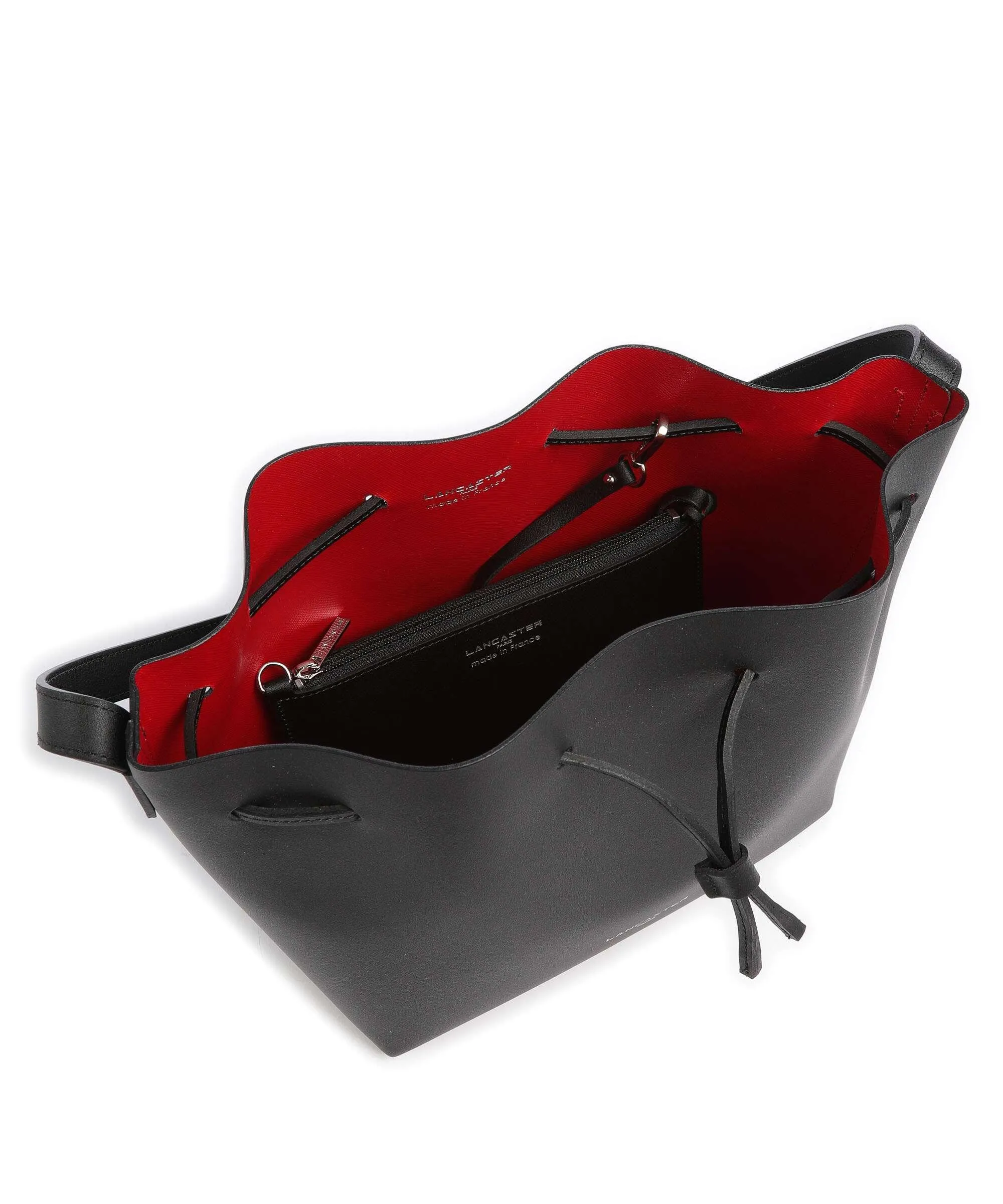  Lancaster Pur & Element City Americanino Borsa a secchiello pelle di vacchetta finemente grana nero  