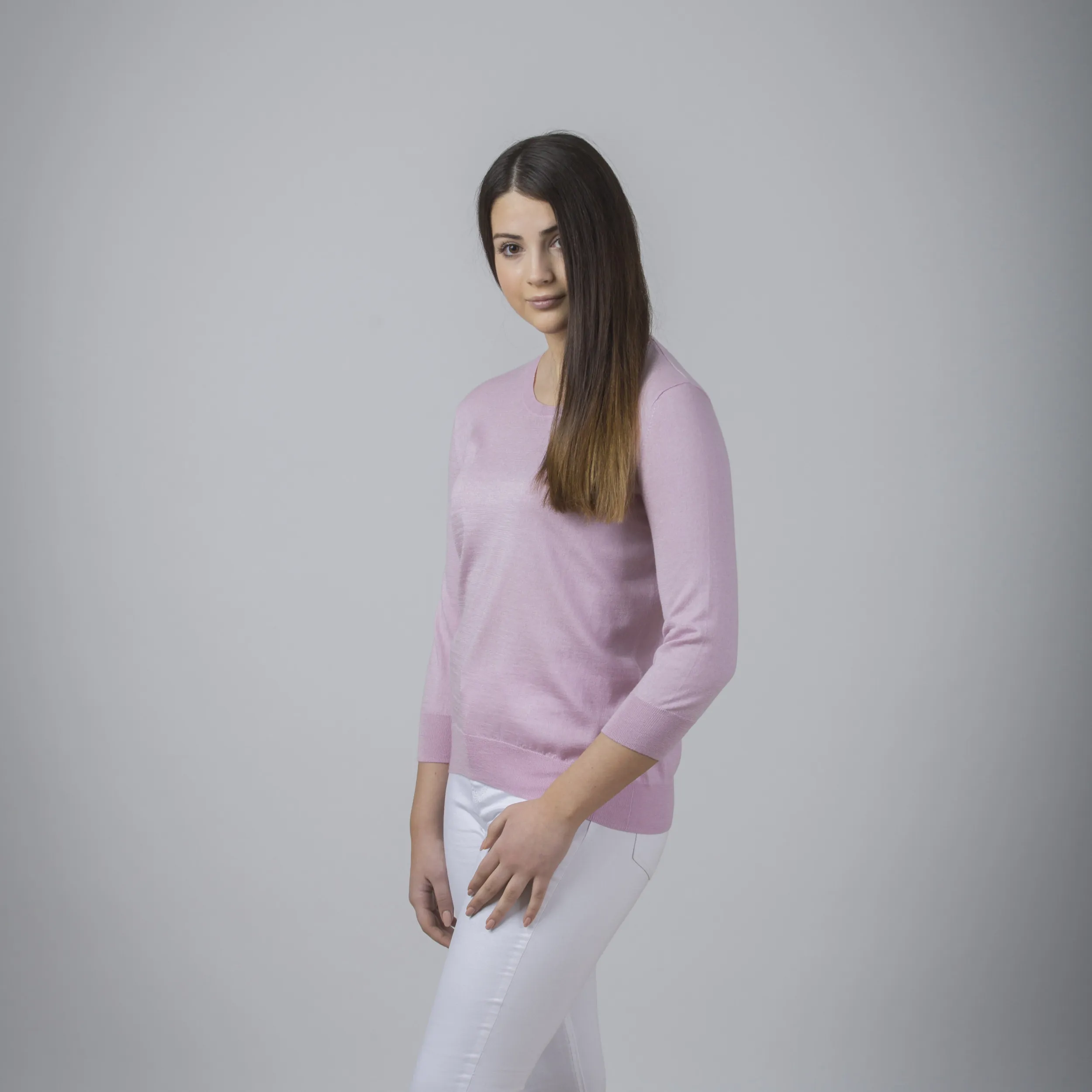 Maglia basic in seta e cashmere