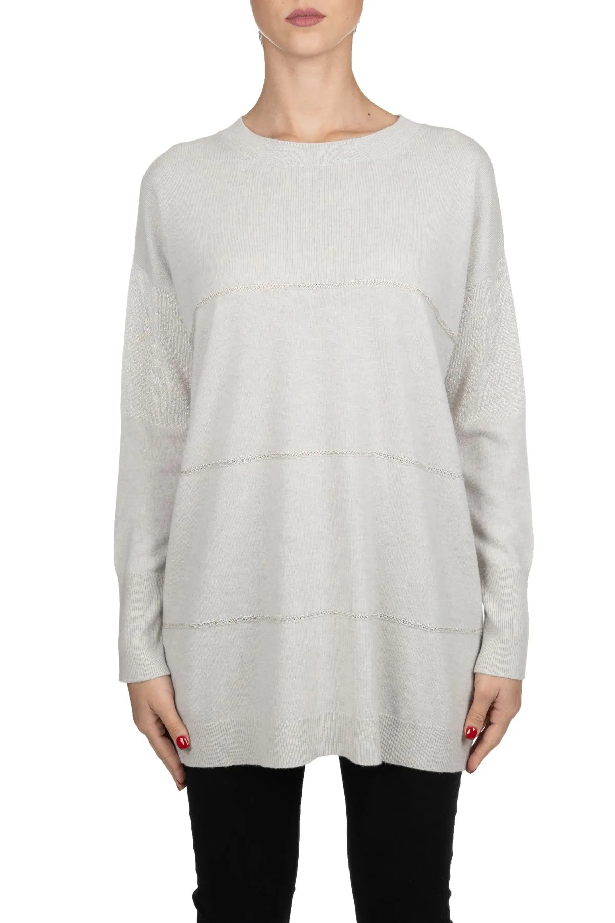 MAGLIA BEIGE IN CASHMERE BRILLANTE