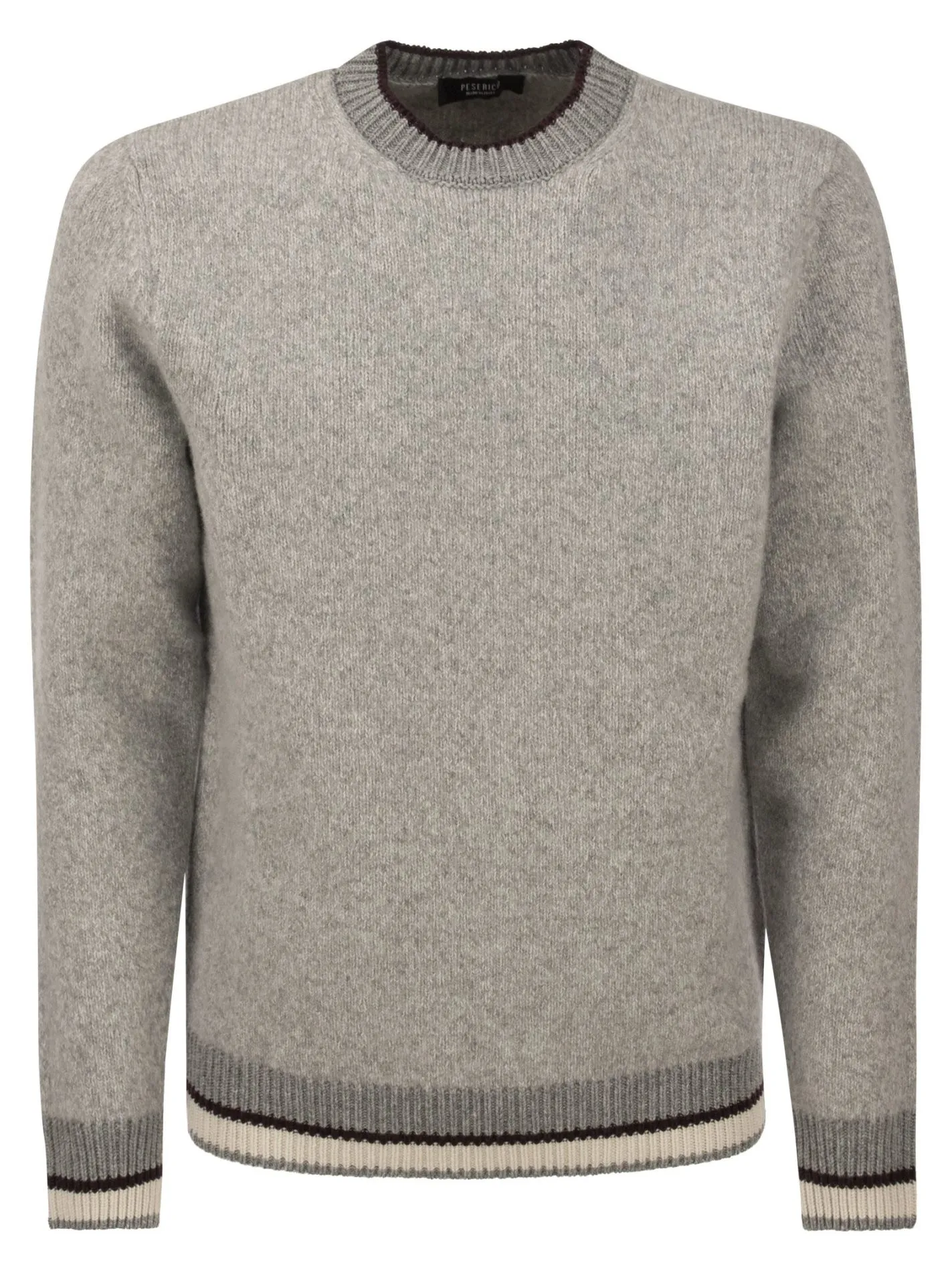 Maglia girocollo in filato fantasia boucle’ di lana seta e cashmere