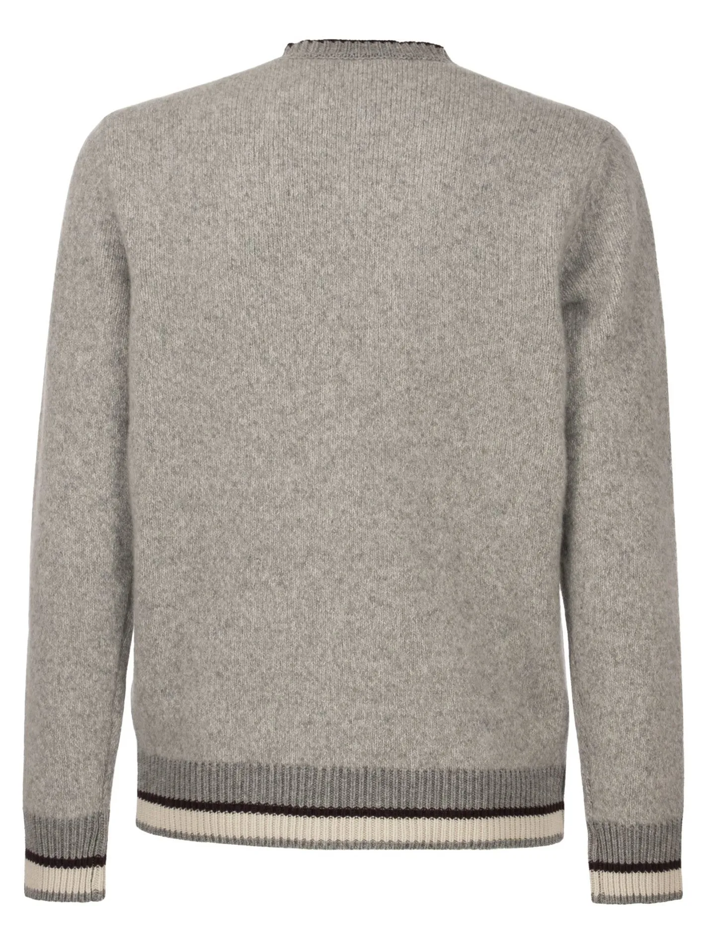 Maglia girocollo in filato fantasia boucle’ di lana seta e cashmere
