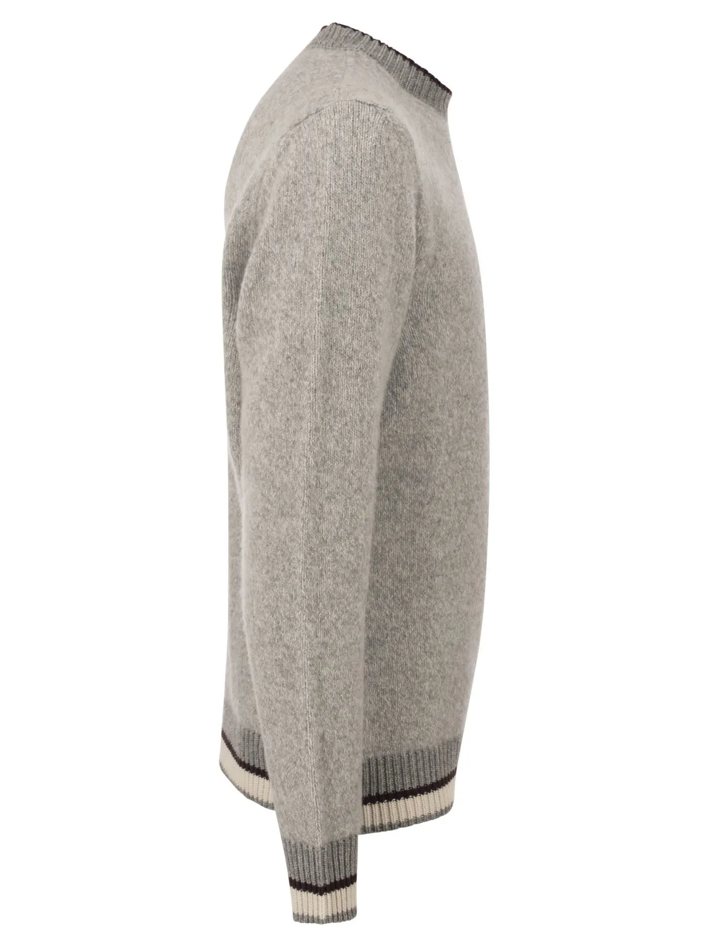 Maglia girocollo in filato fantasia boucle’ di lana seta e cashmere