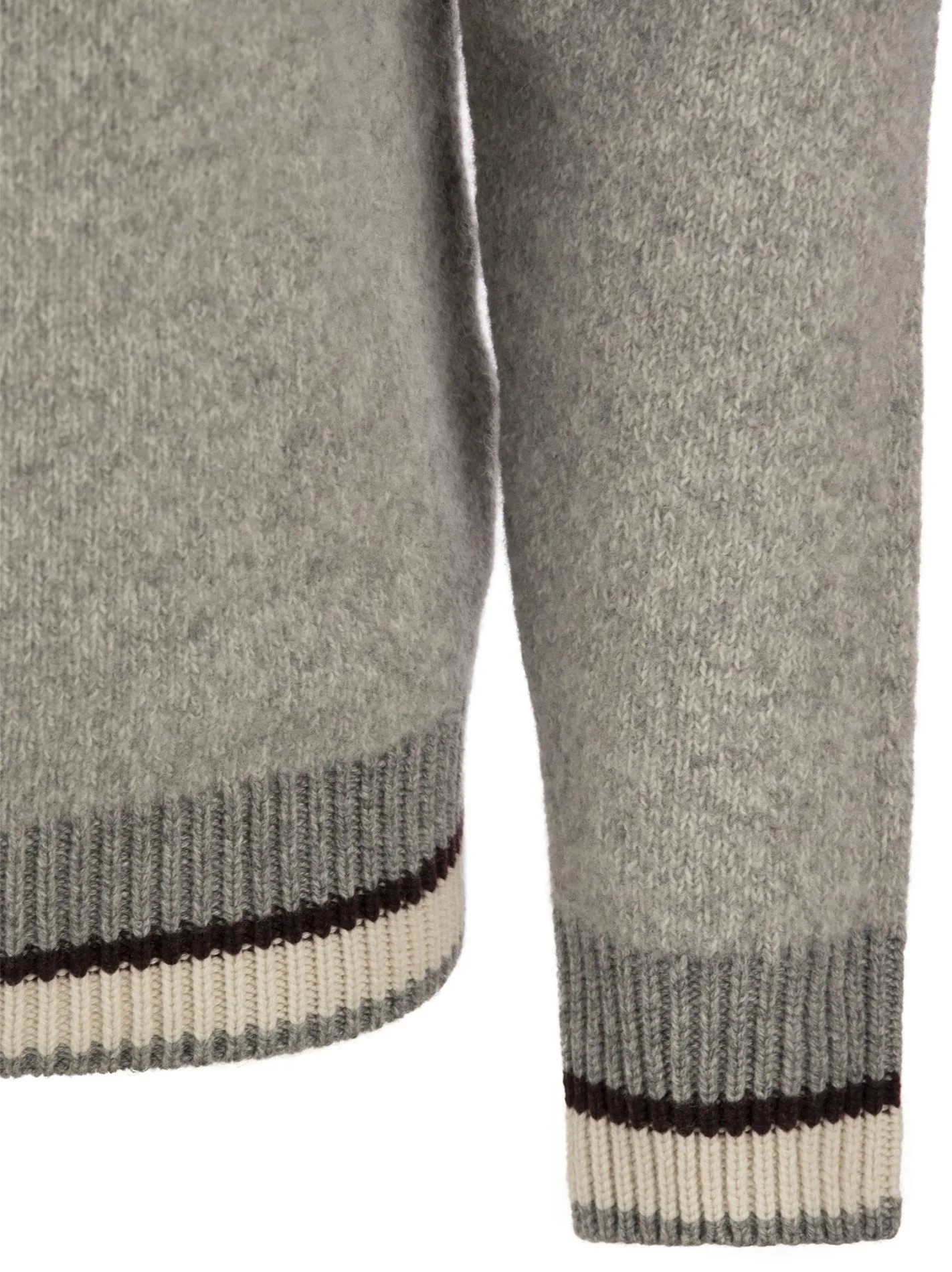 Maglia girocollo in filato fantasia boucle’ di lana seta e cashmere