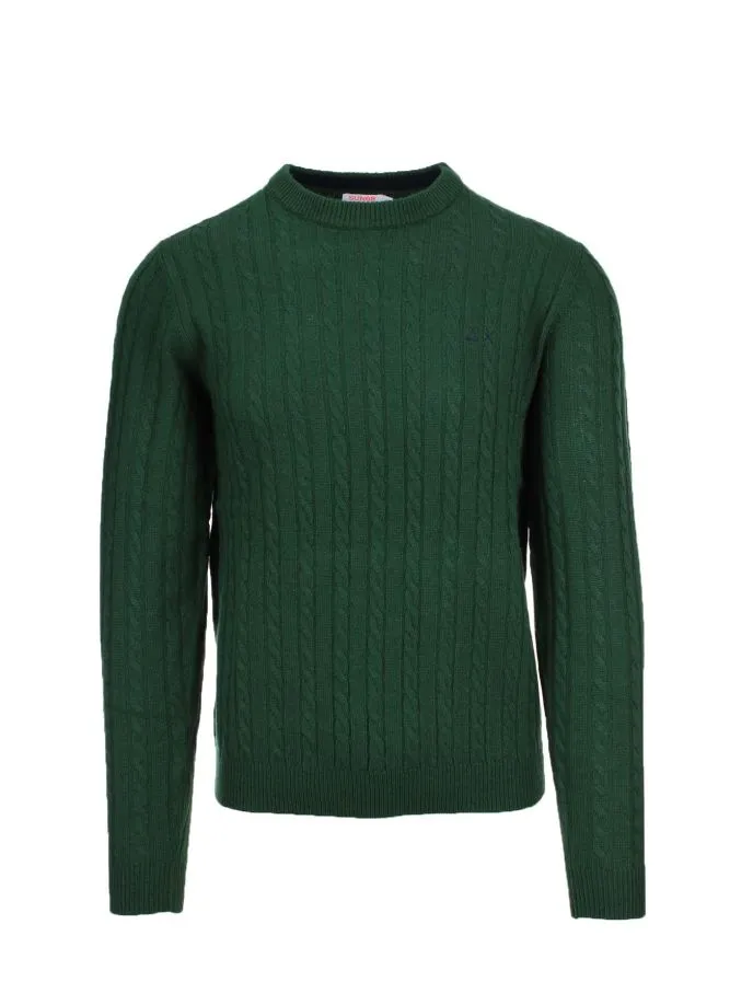 Maglia girocollo in lana a trecce
