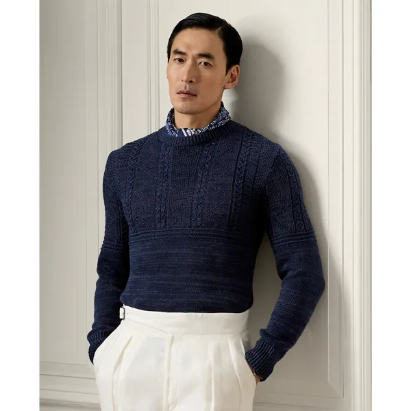Maglia lino e cashmere effetto texture
