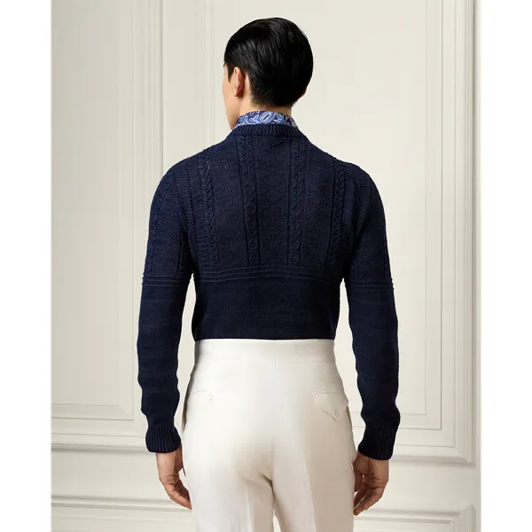 Maglia lino e cashmere effetto texture