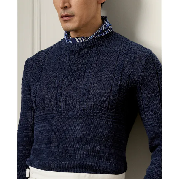 Maglia lino e cashmere effetto texture