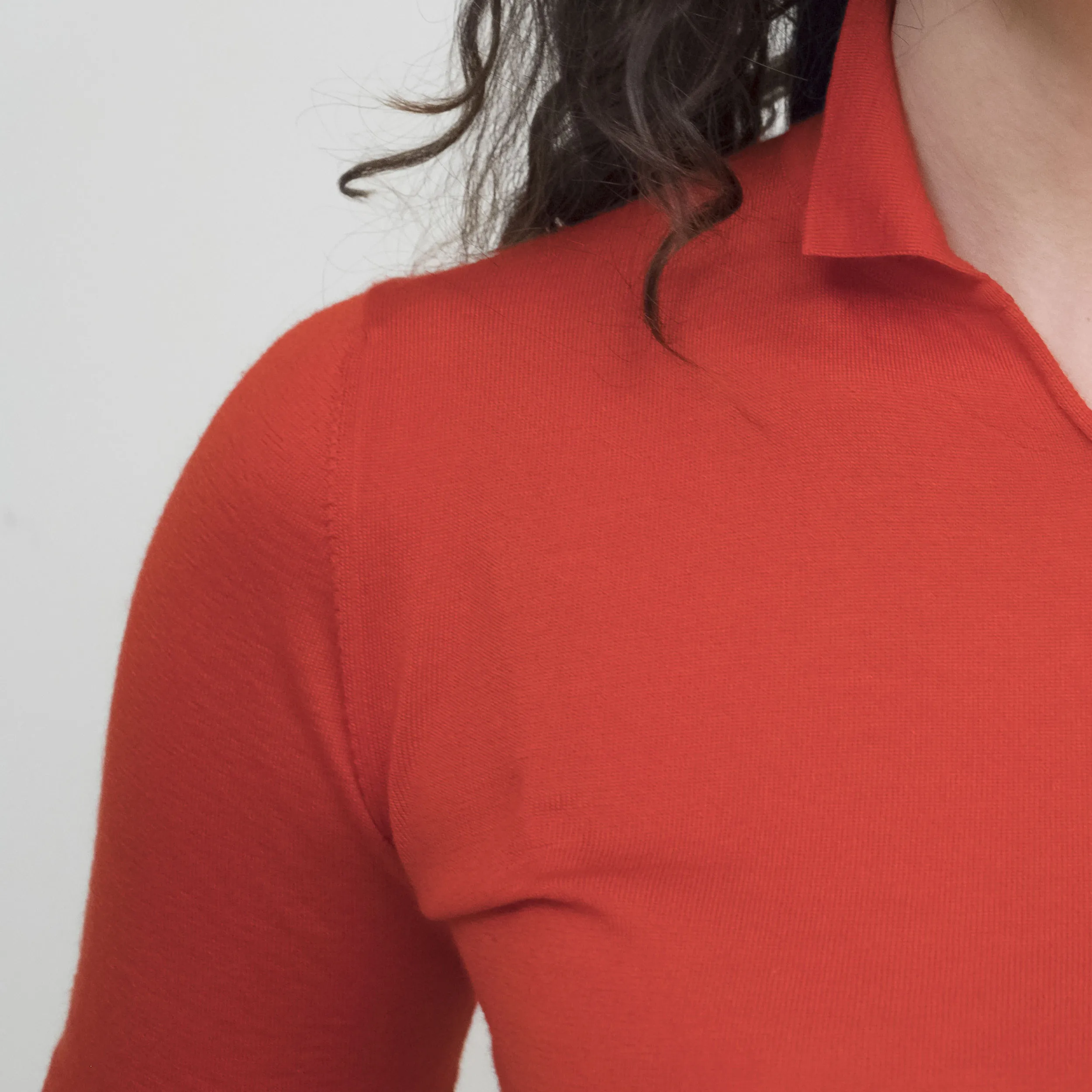 Maglia Polo in Cashmere e Seta Rossa