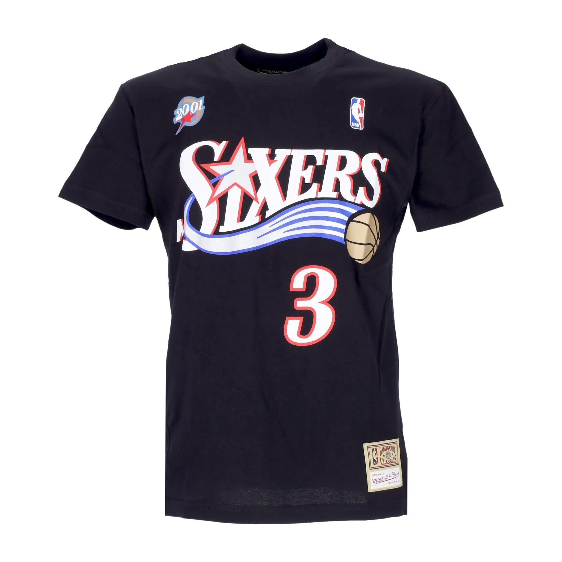 Maglietta Uomo Nba Tee Hardwood Classics No 3 Allen Iverson  Phi76e Black/original Team Colors
