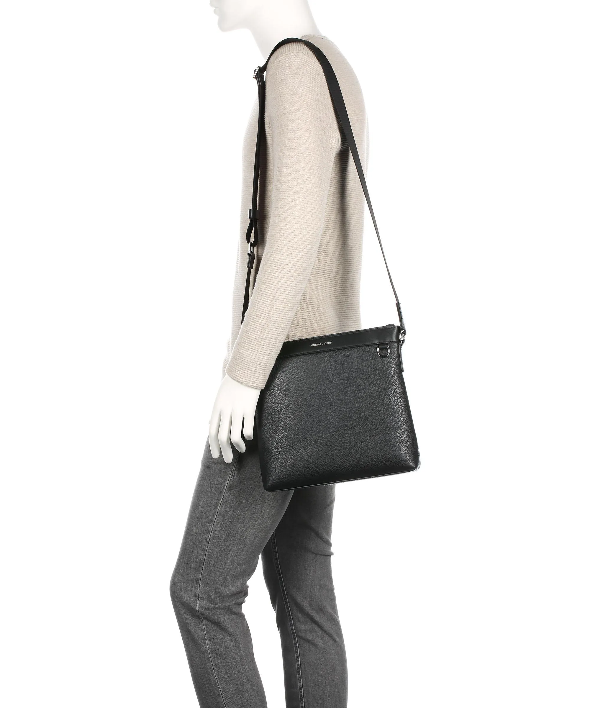  Michael Kors Greyson Borsa a tracolla pelle di vacchetta grana nero  