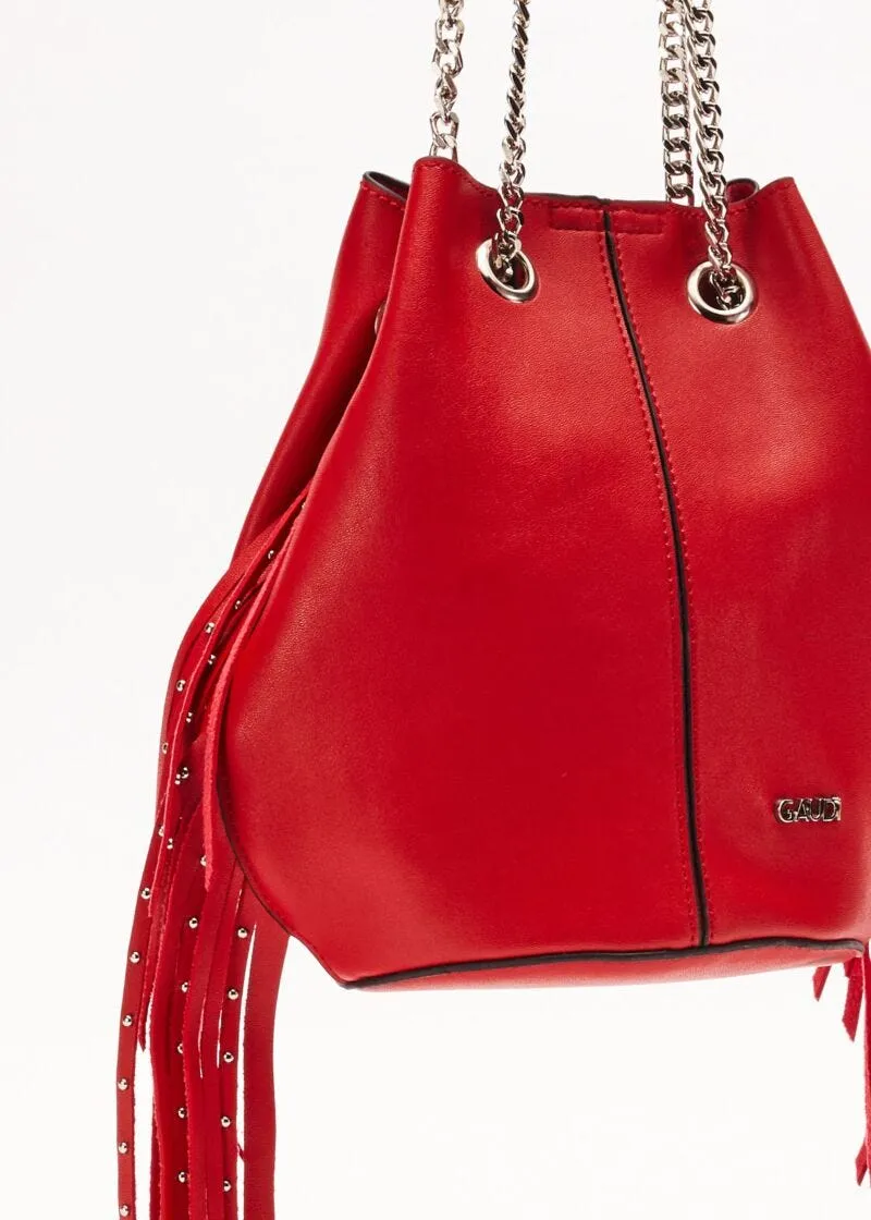 Mini bag effetto pelle con frange