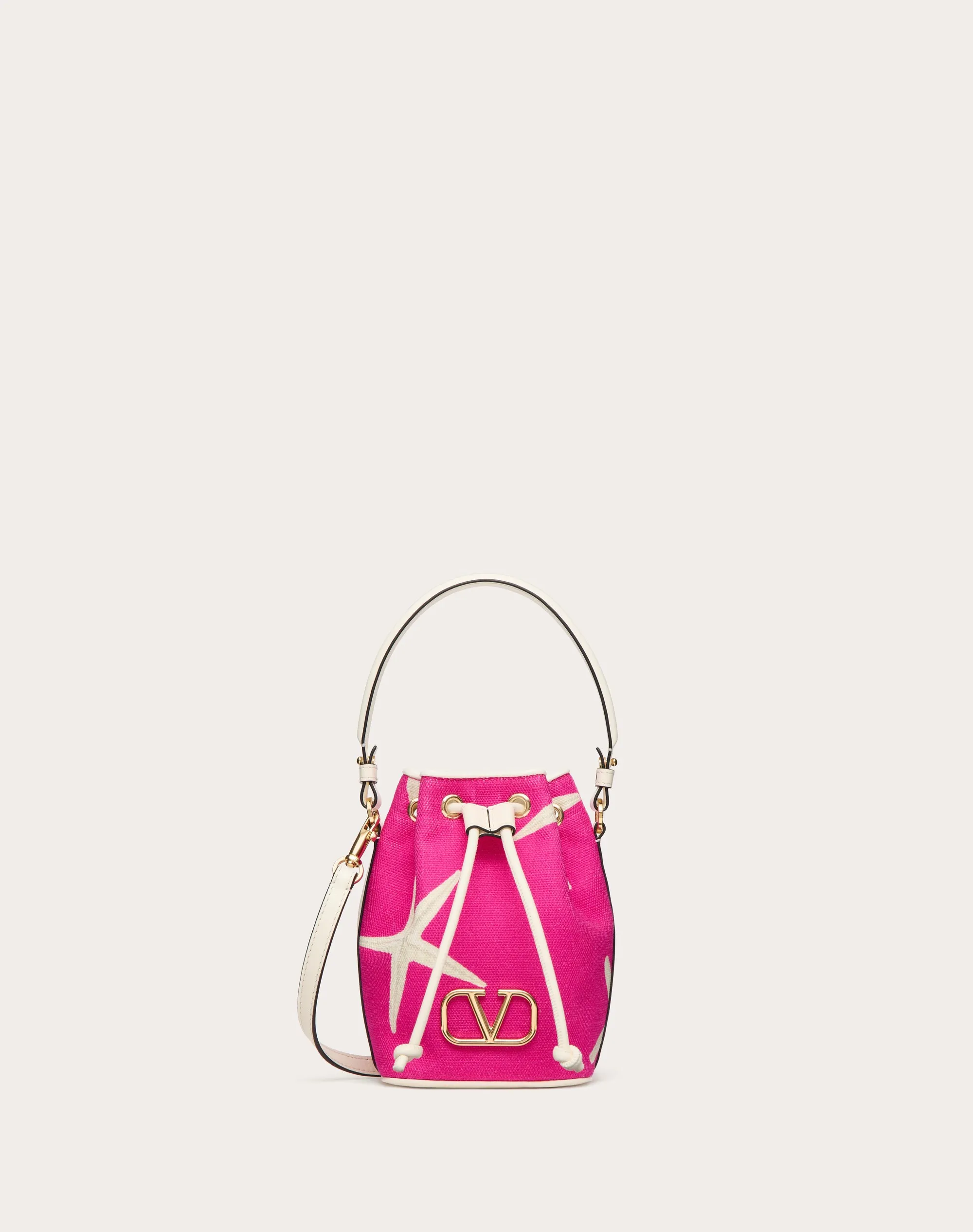 MINI BORSA A SECCHIELLO VALENTINO GARAVANI ESCAPE IN CANVAS CON STAMPA STARFISH