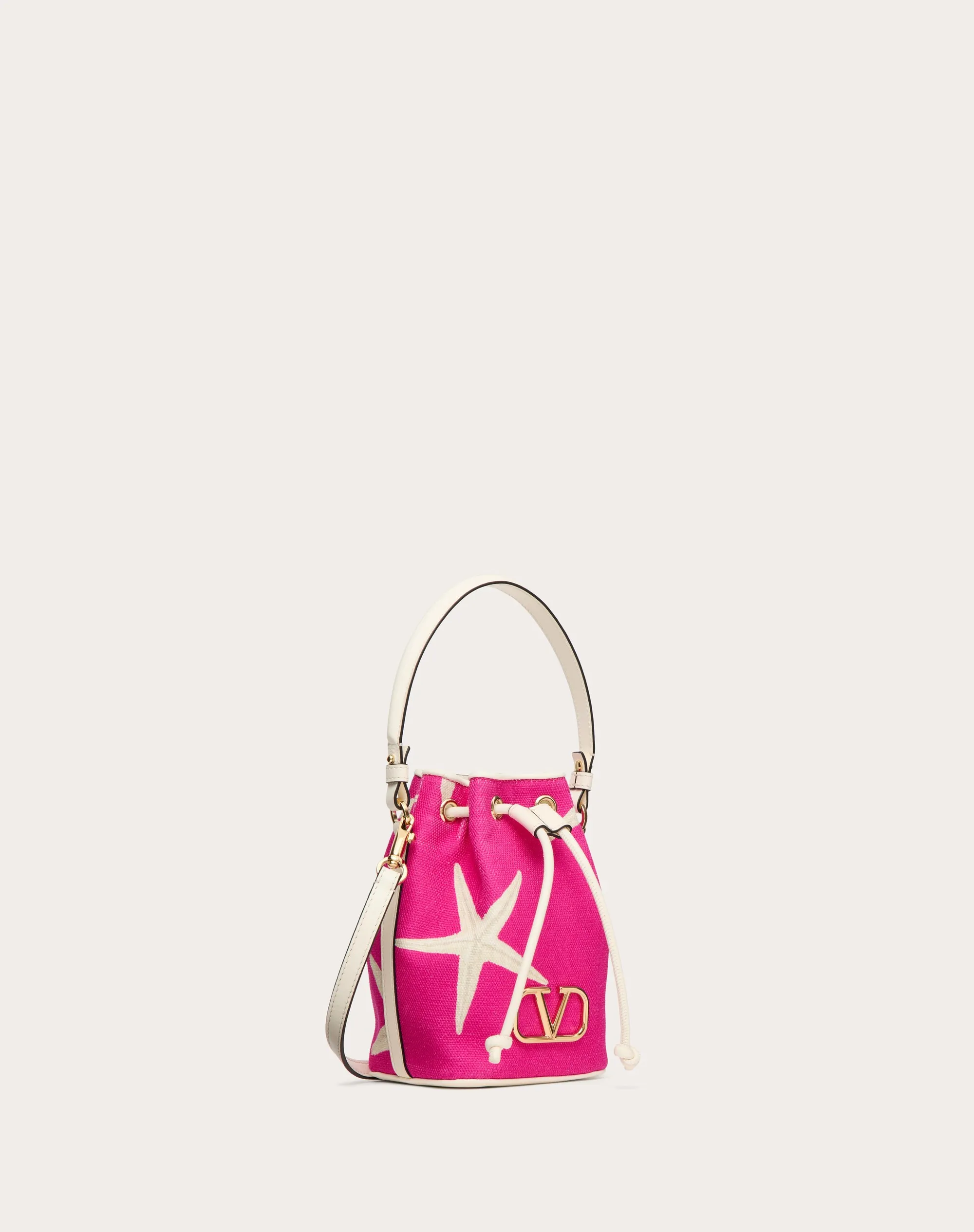 MINI BORSA A SECCHIELLO VALENTINO GARAVANI ESCAPE IN CANVAS CON STAMPA STARFISH